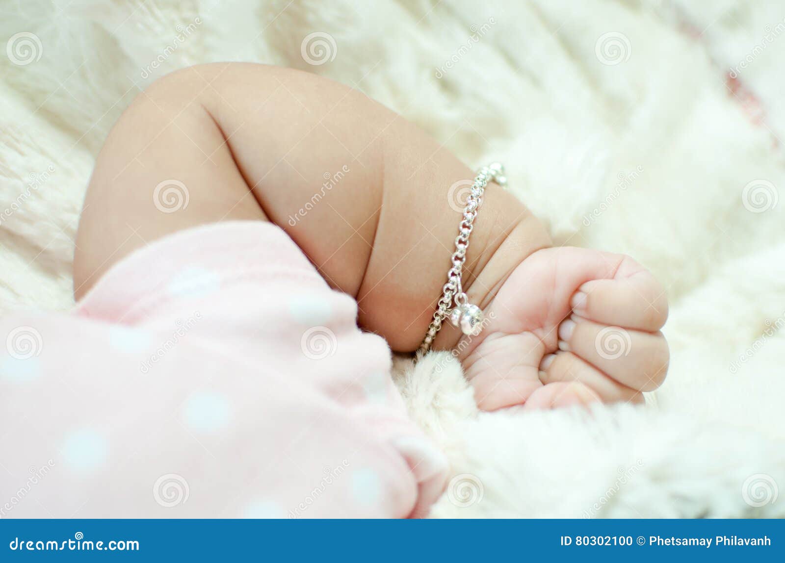 Hand Baby Girl Laying on Bed Stock Photo - Image of lovely, happy: 80302100