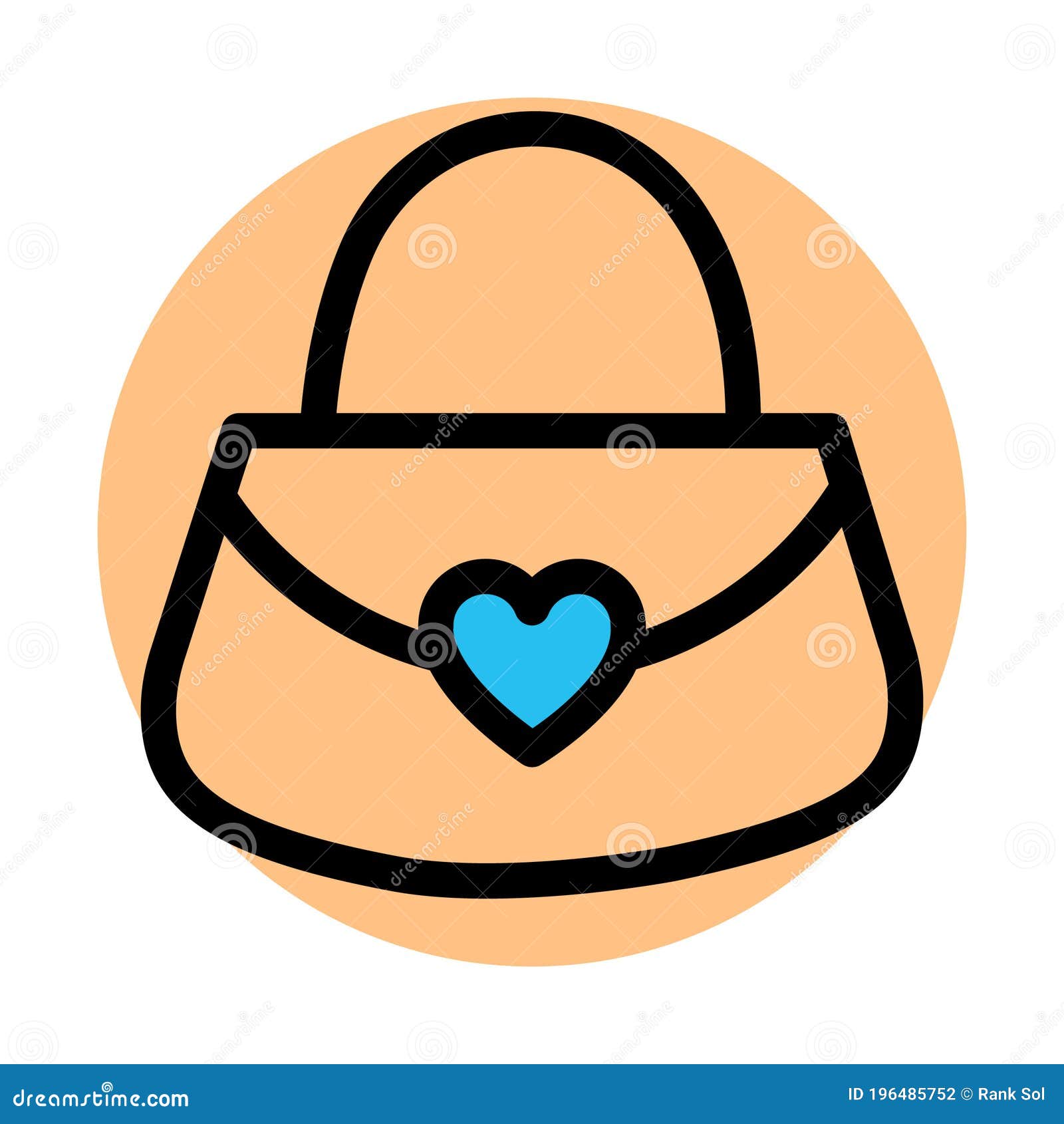 hand bag, heart fill background  icon which can easily modify or edit