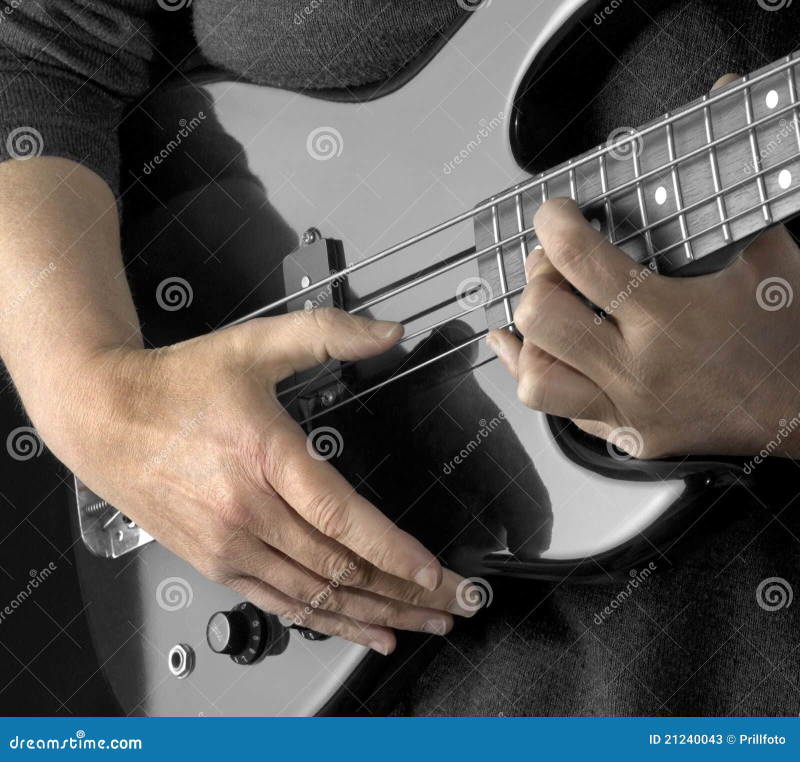 Hand on bass guitar stock image. Image of guitar, plucking 21240043