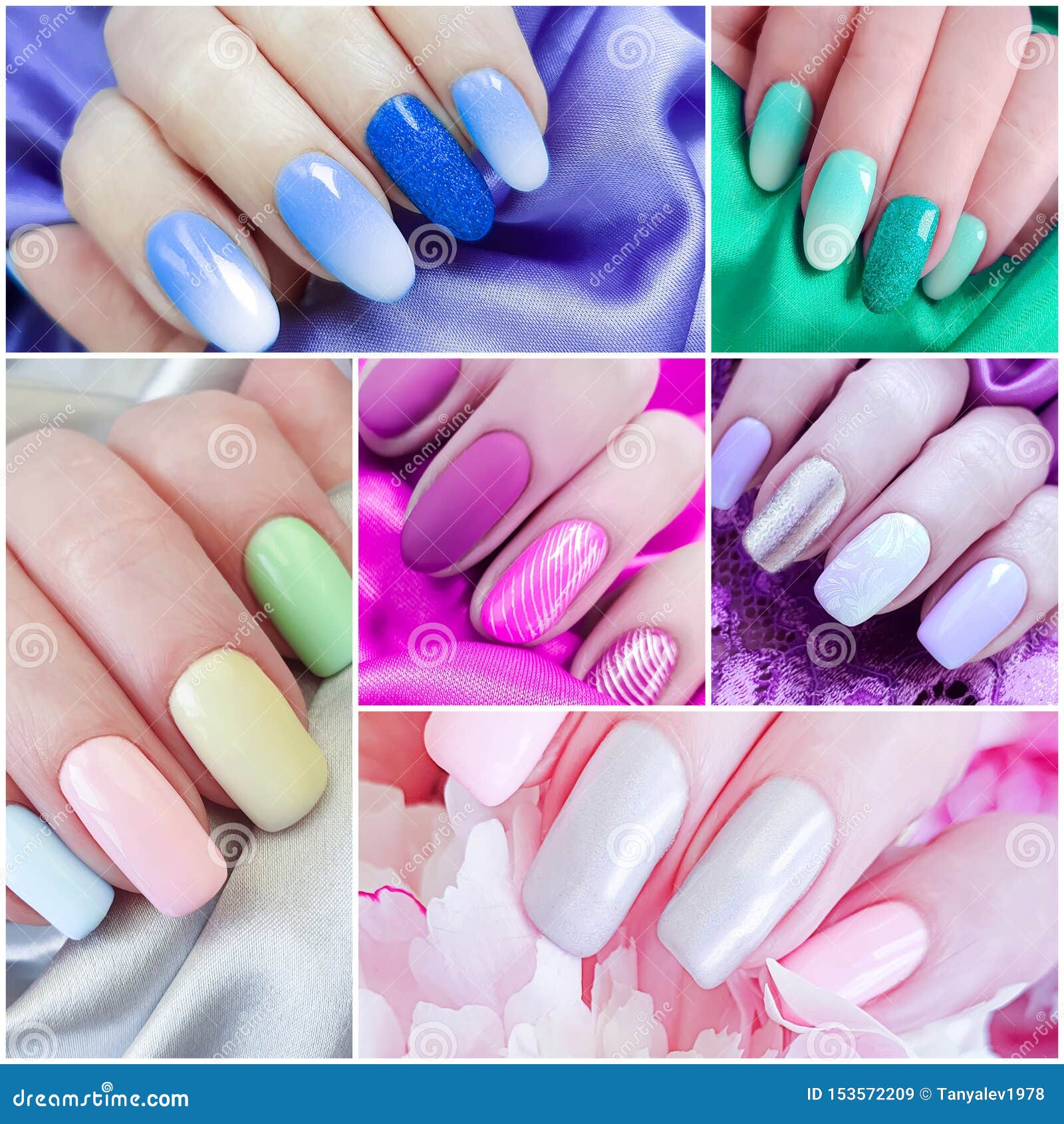 Hand Beautiful Manicure Silk, Collage Stock Image Image of beautiful