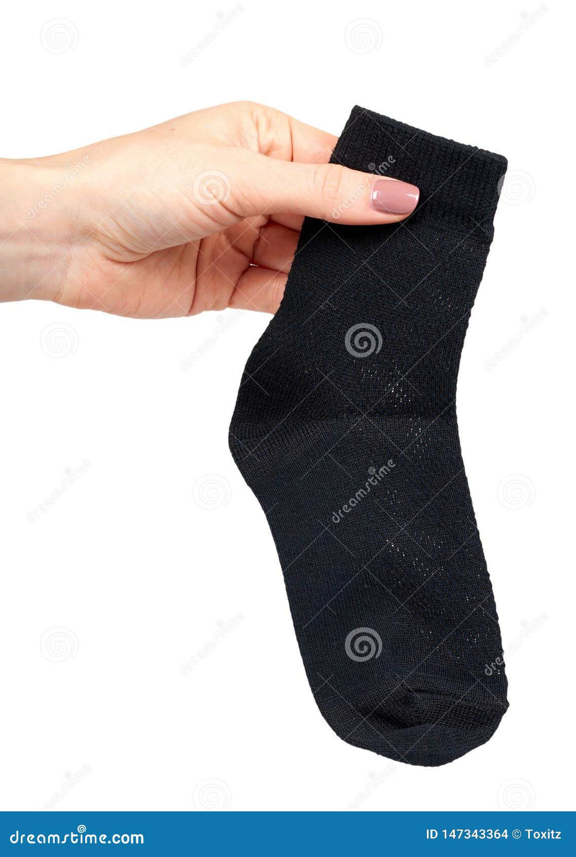 Hand with Black Cotton Sock, Foot Clothing Stock Photo - Image of ...