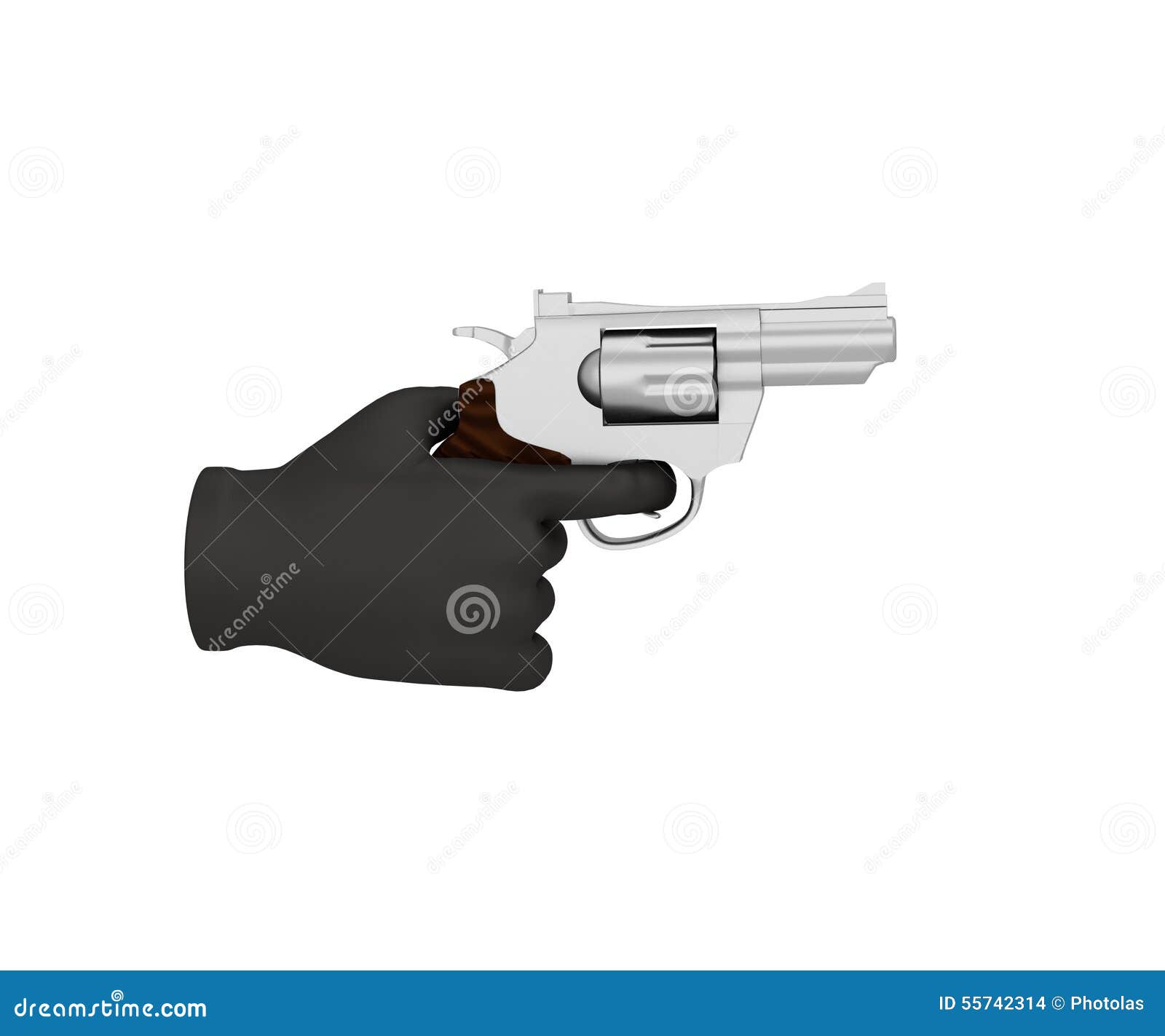 Hand In A Black Glove Holding A Revolver 3d Render White Background Royalty Free Stock Image 
