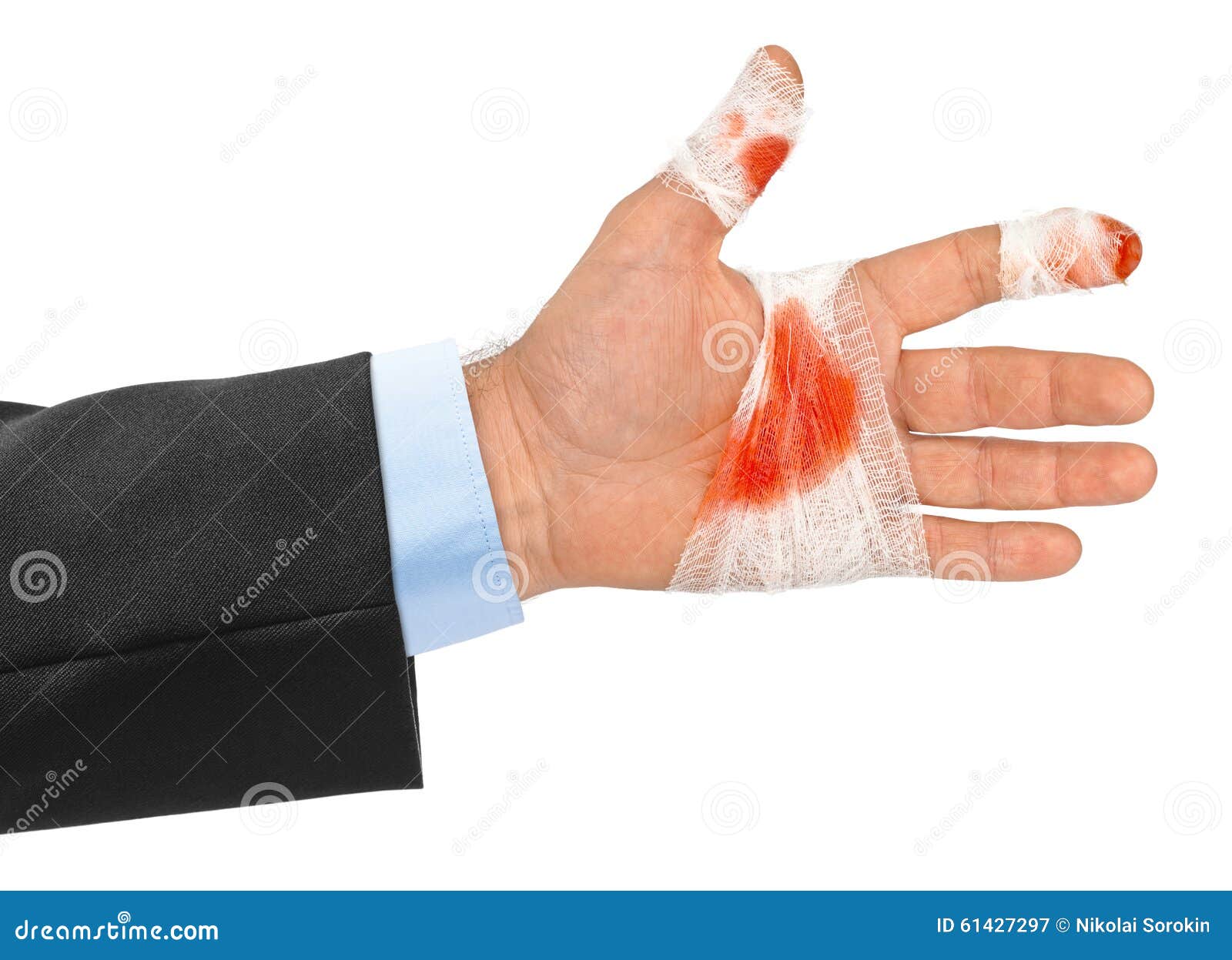Hand with Blood and Bandage Stock Image - Image of pain, bandaged: 61427297