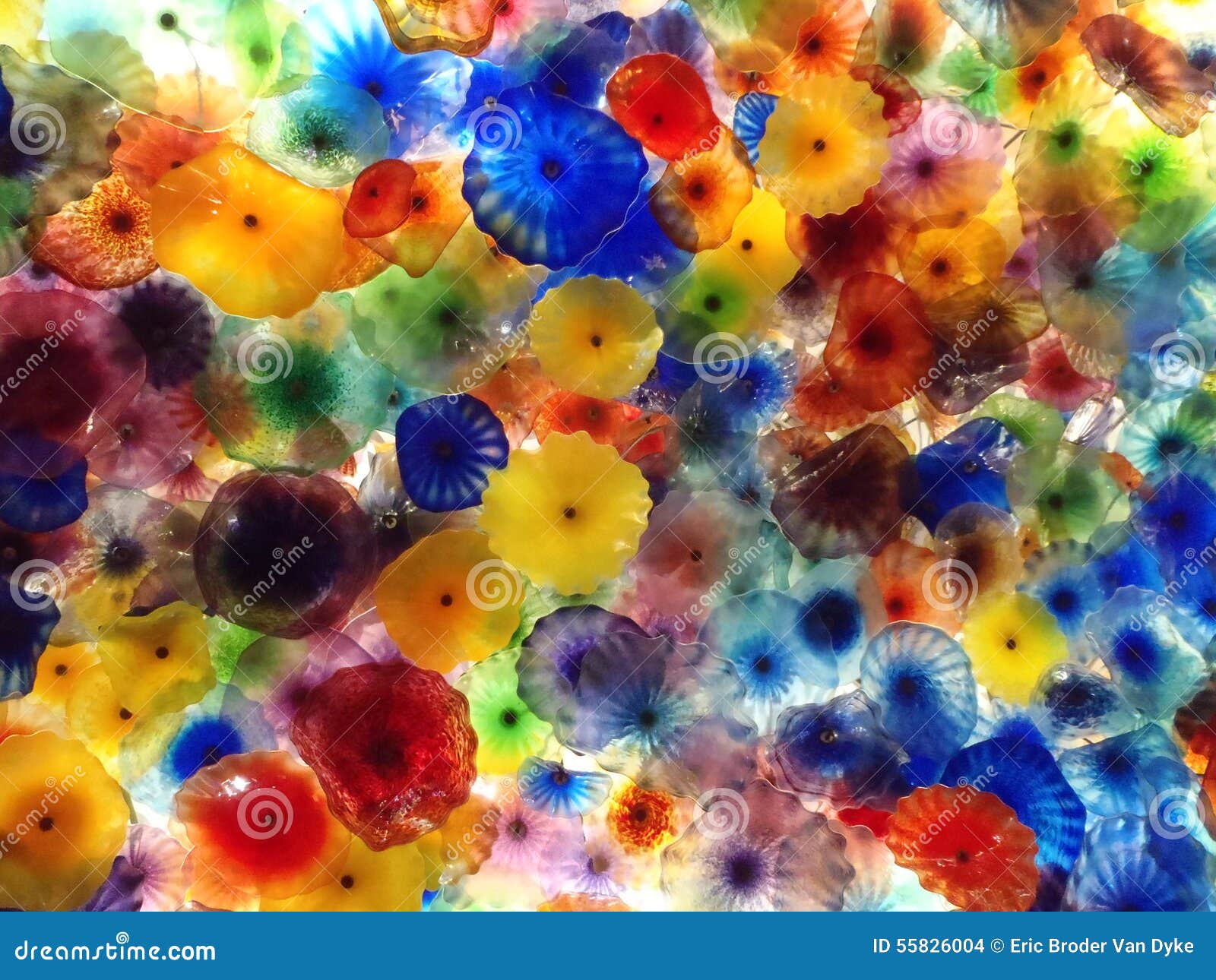 Hand Blown Glass Flower Ceiling At The Bellagio Hotel Editorial