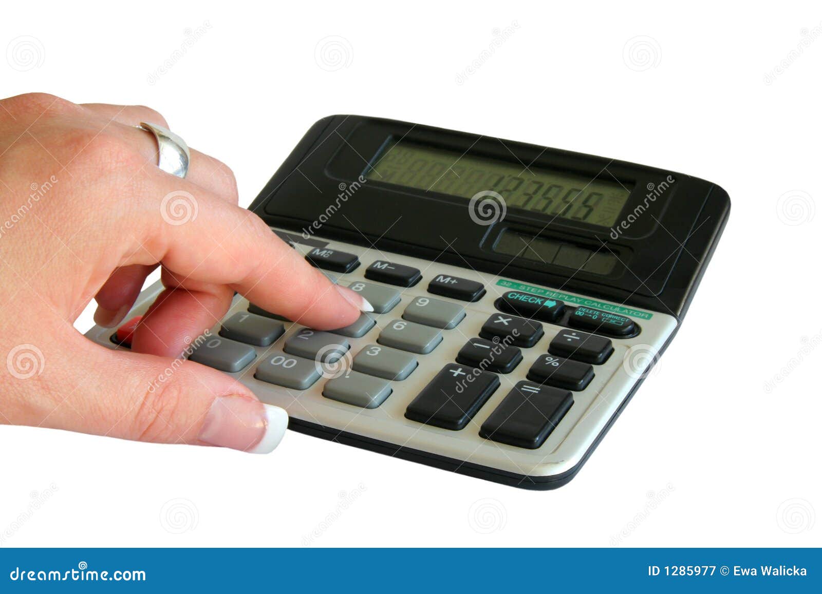 Hand and calculator stock image. Image of financial, digit 1285977