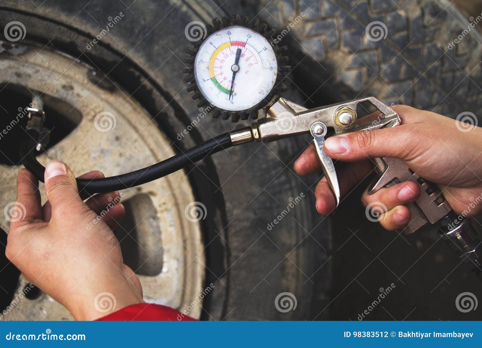 Hand and Car Wheel Add Air Pressure Stock Photo Image of pressure