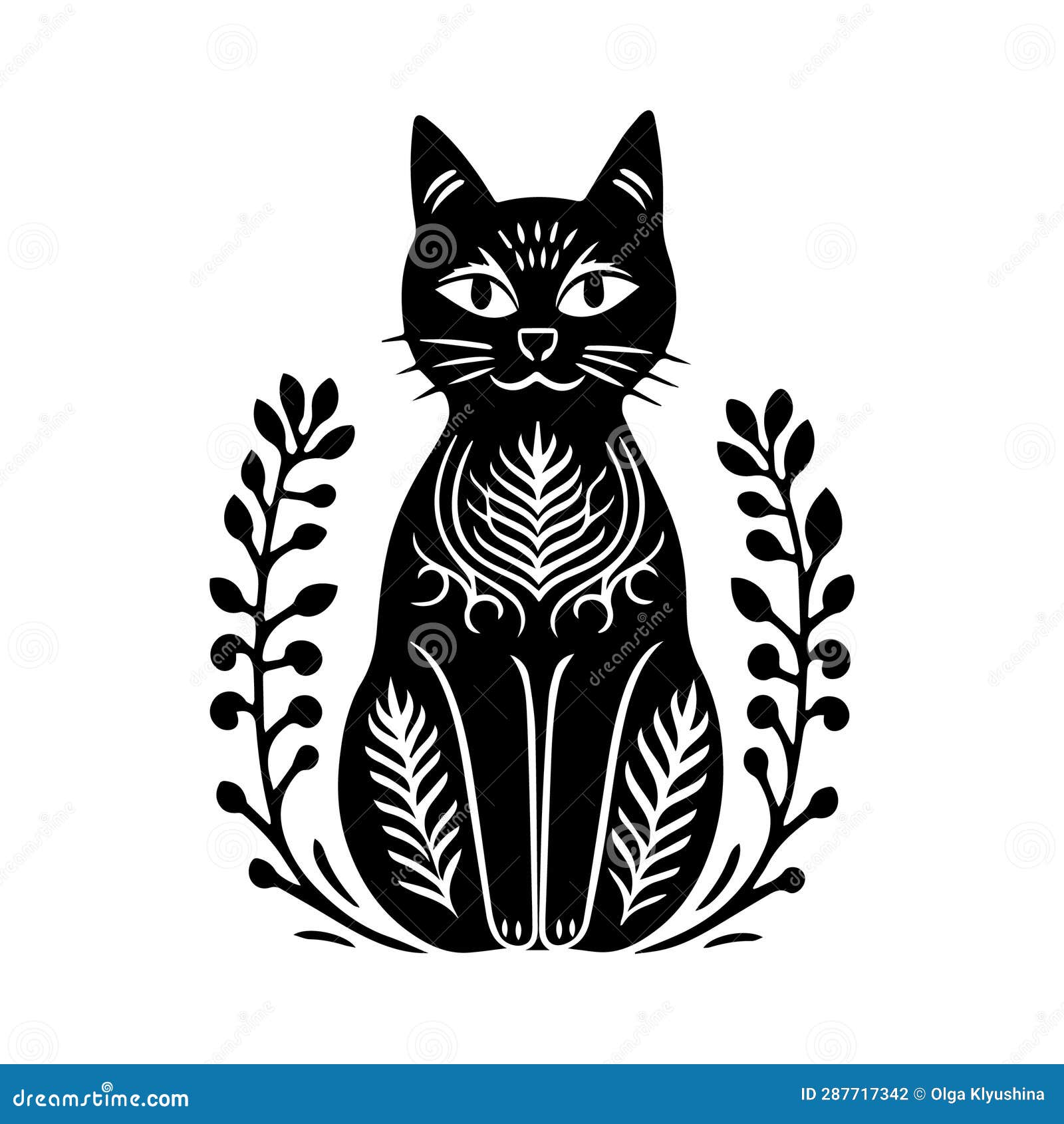 Minimalist linocut style logo of an angry cat