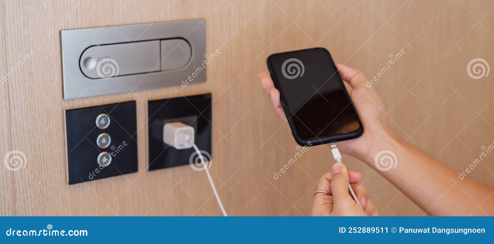 Hand Charging Battery on Mobile Smartphone. Technology, Multiple