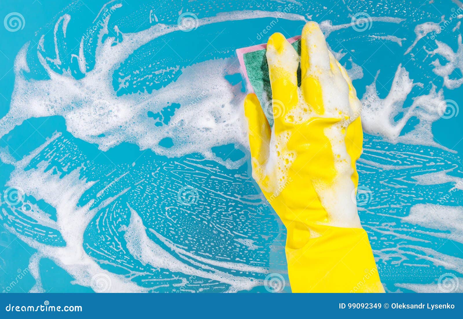 Hand Cleaning Glass Window Pane With Detergent And Wipe Or Sponge Stock Image Image Of Maid