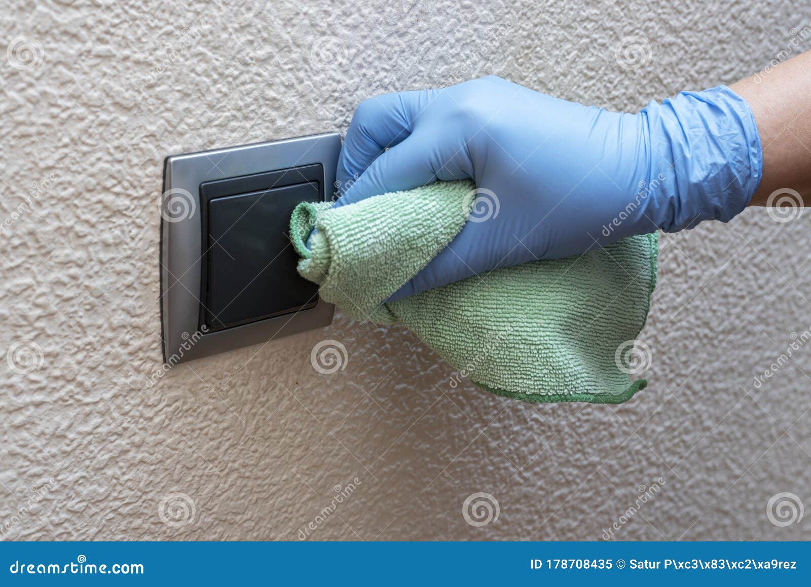 People Cleaning Door Knobs To Avoid Covid19 Infection Stock Image