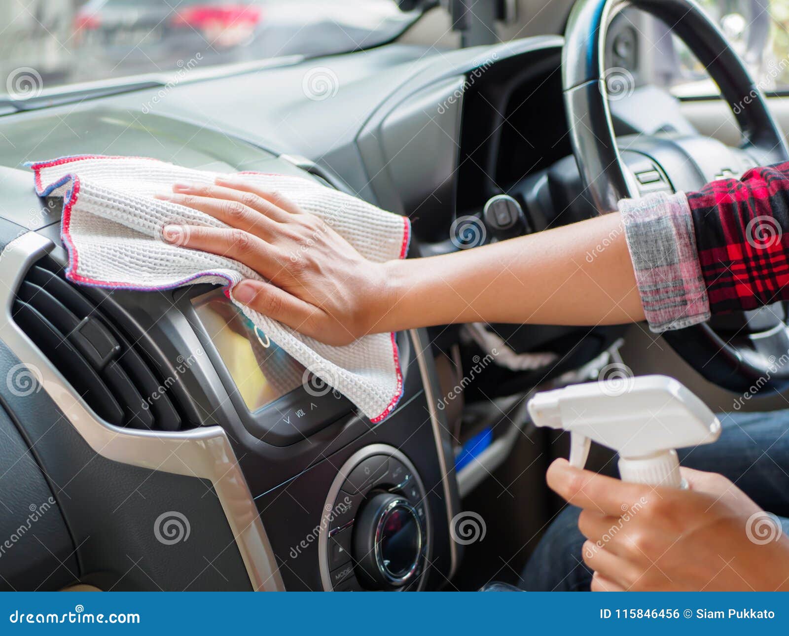 Hand Cleaning Interior Car with Microfiber Cloth Stock Photo Image of