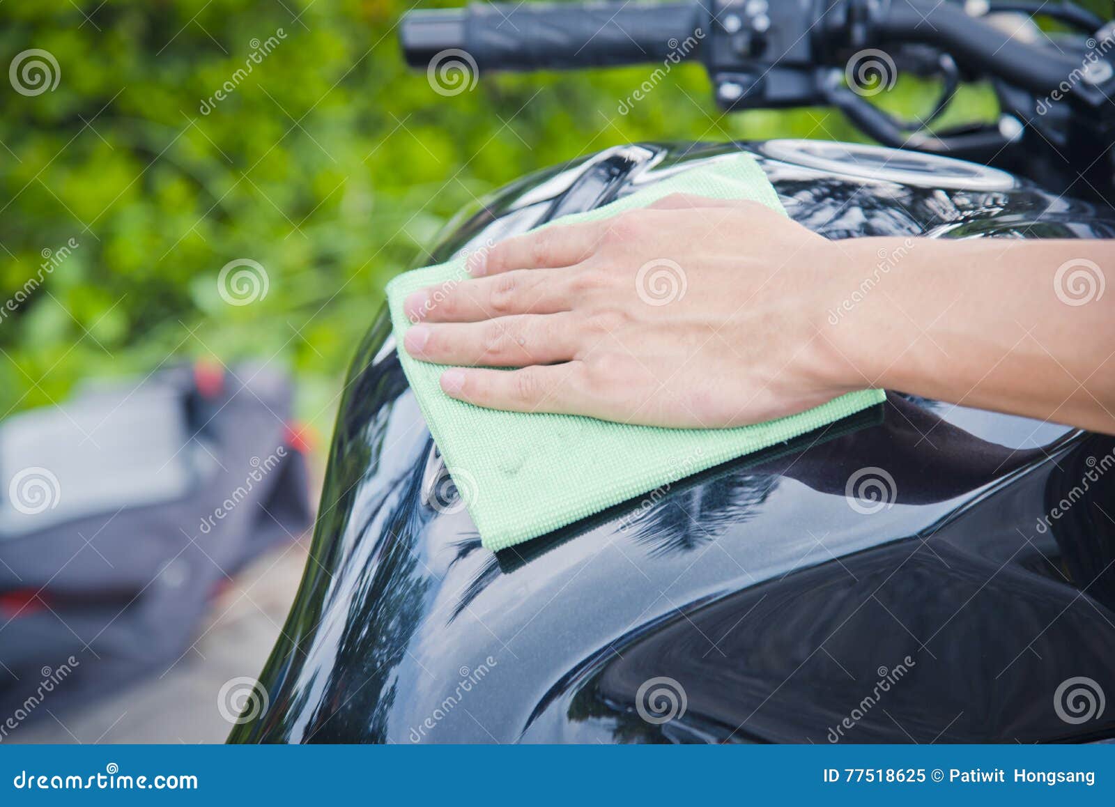 Hand with Cleaning Motorcycle Stock Image Image of hand, helping