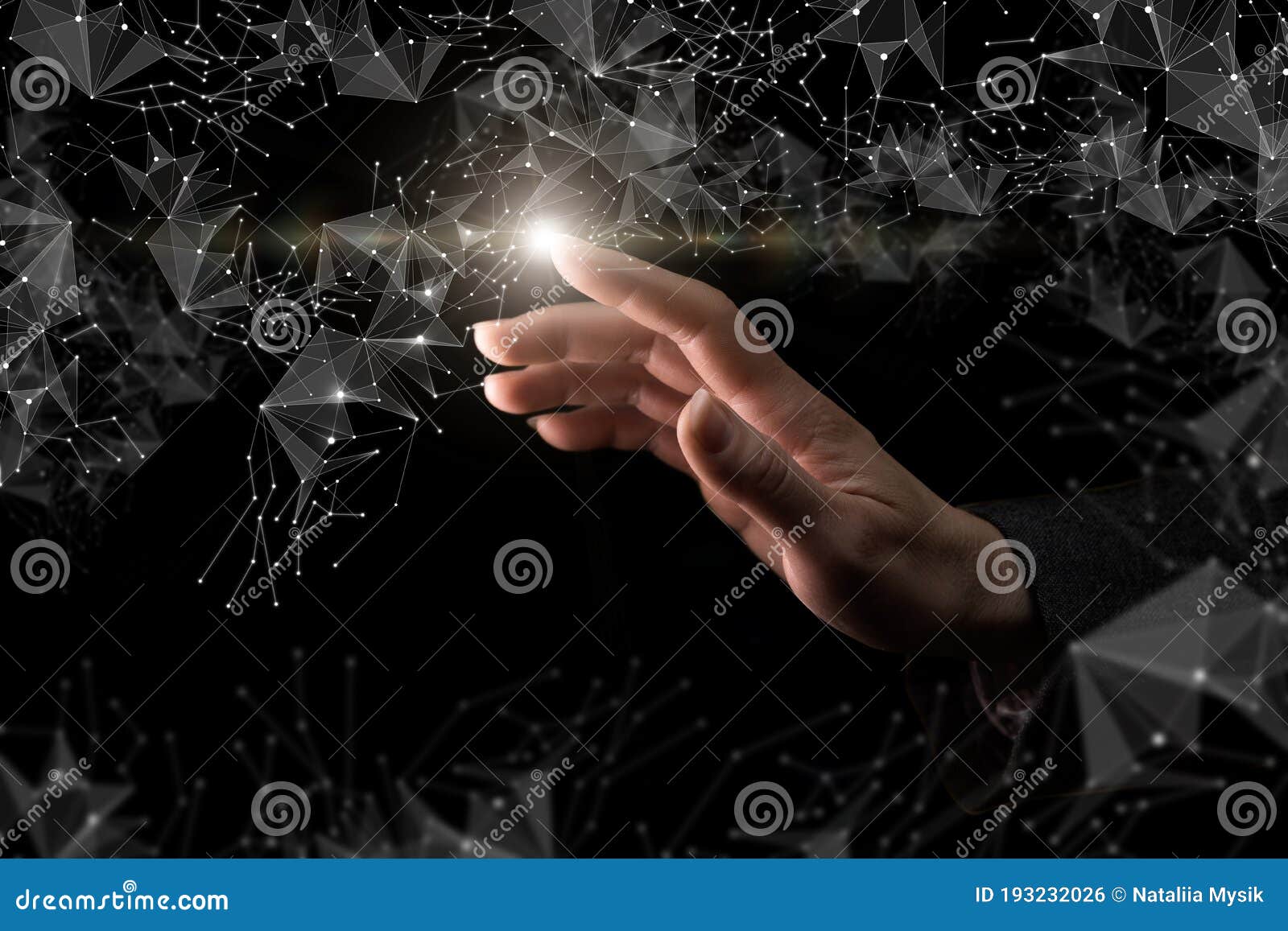 a hand clicks on a network of connections