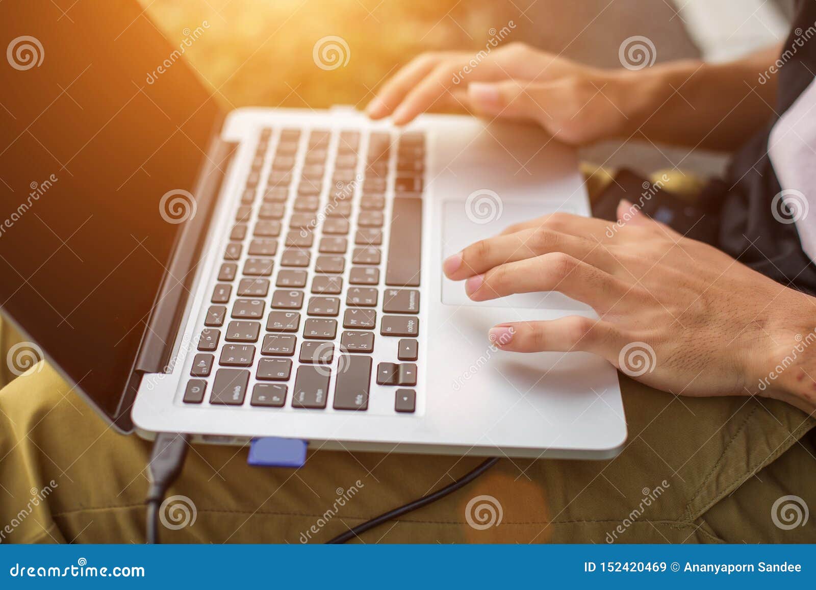 Hand Control on a Laptop Touchpad Stock Image Image of empty, silver