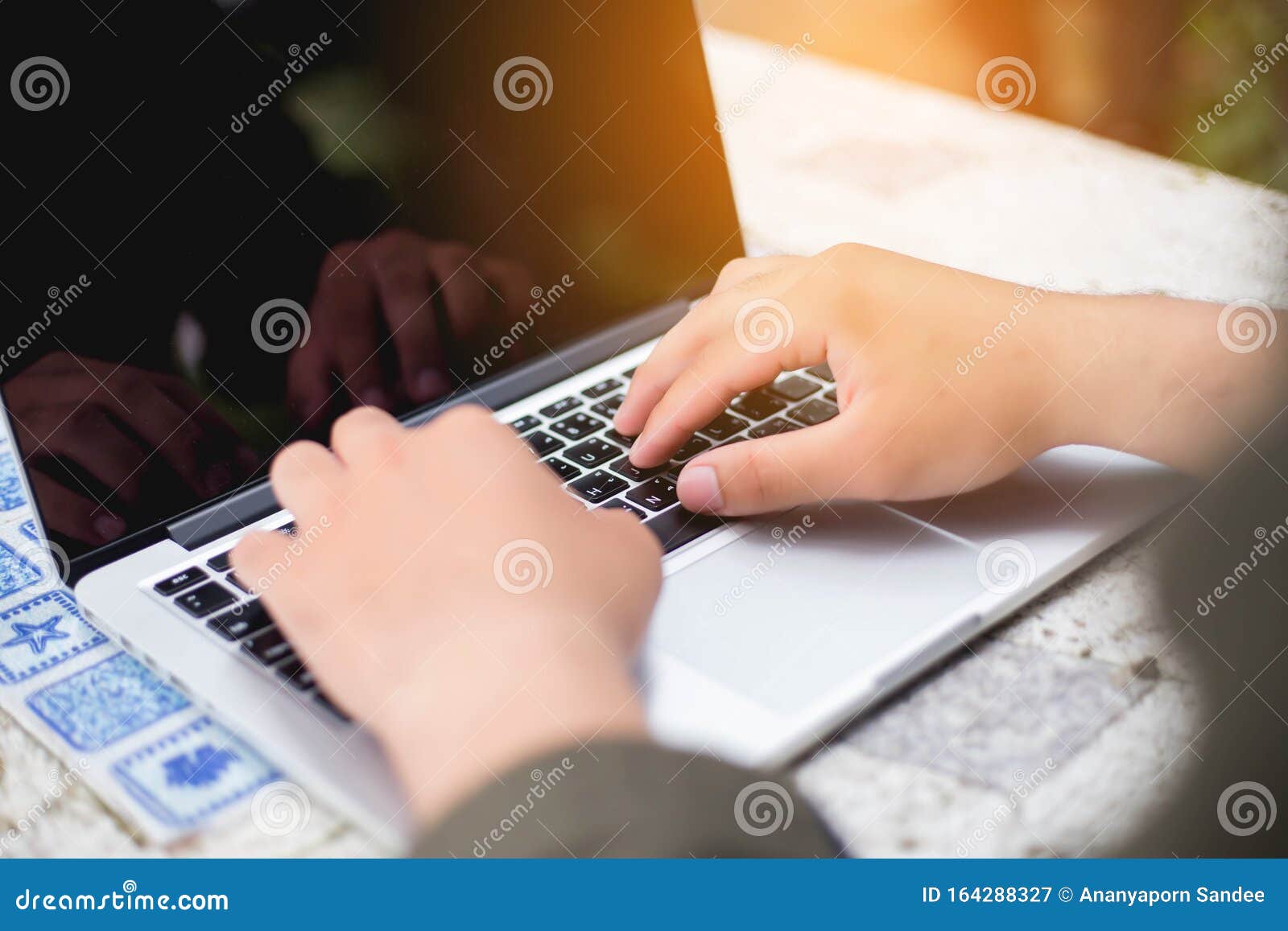 Hand Control on a Laptop Touchpad Stock Image Image of hands, woman