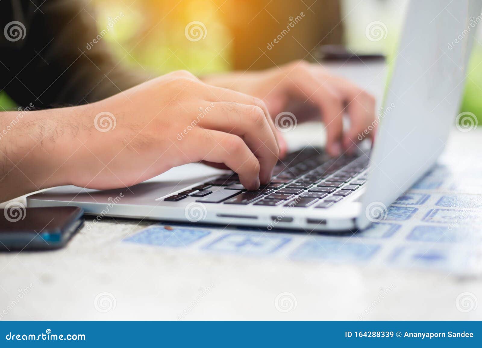Hand Control on a Laptop Touchpad Stock Image Image of finance