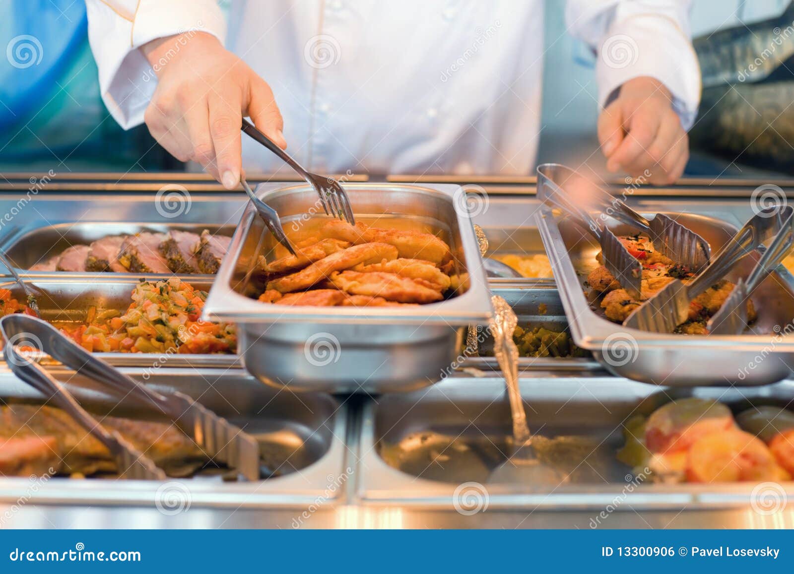 Hand of Cook Takes Nippers Fried Meat Stock Photo Image of beef, busy