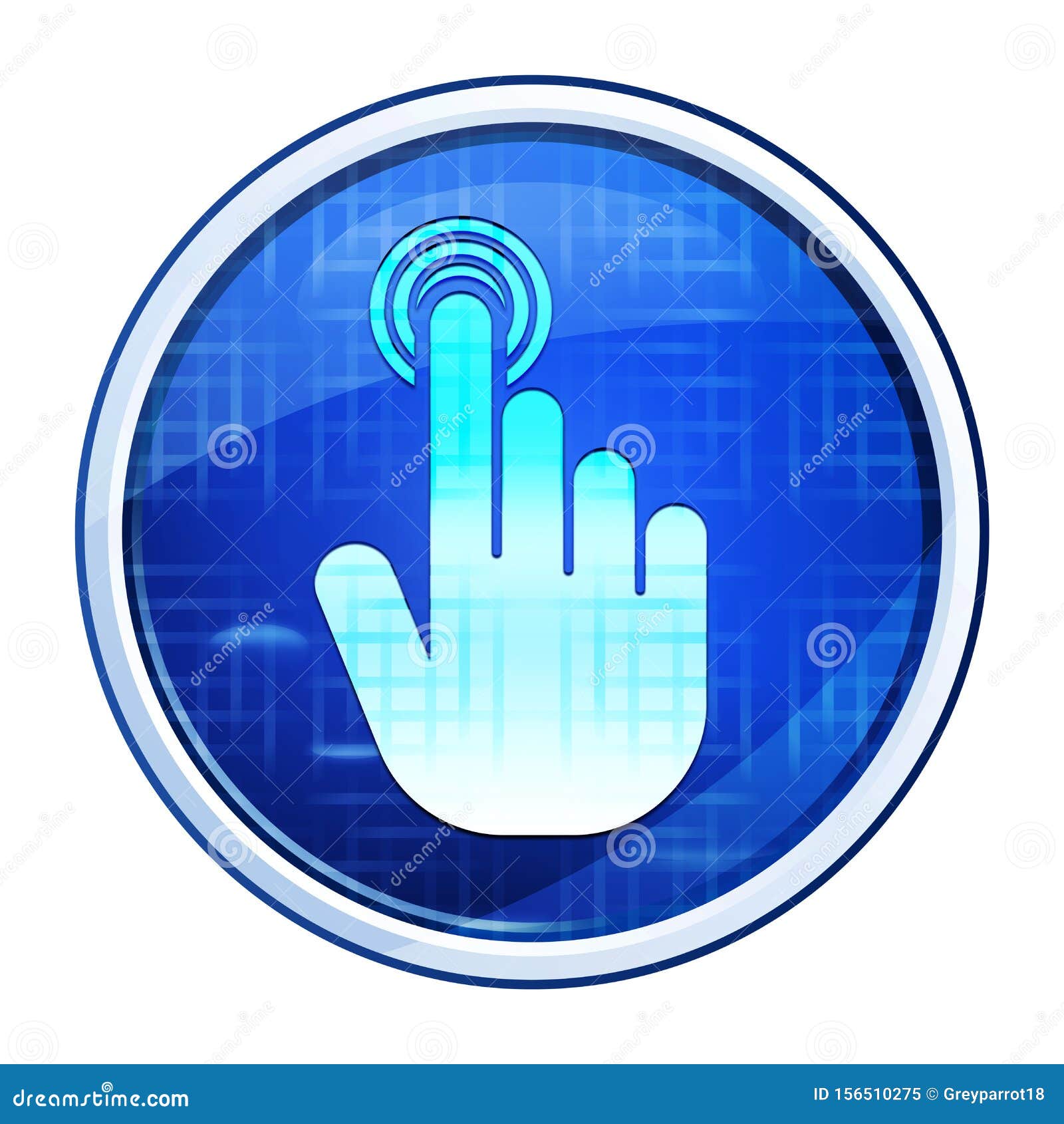 hand cursor click icon futuristic blue round button  