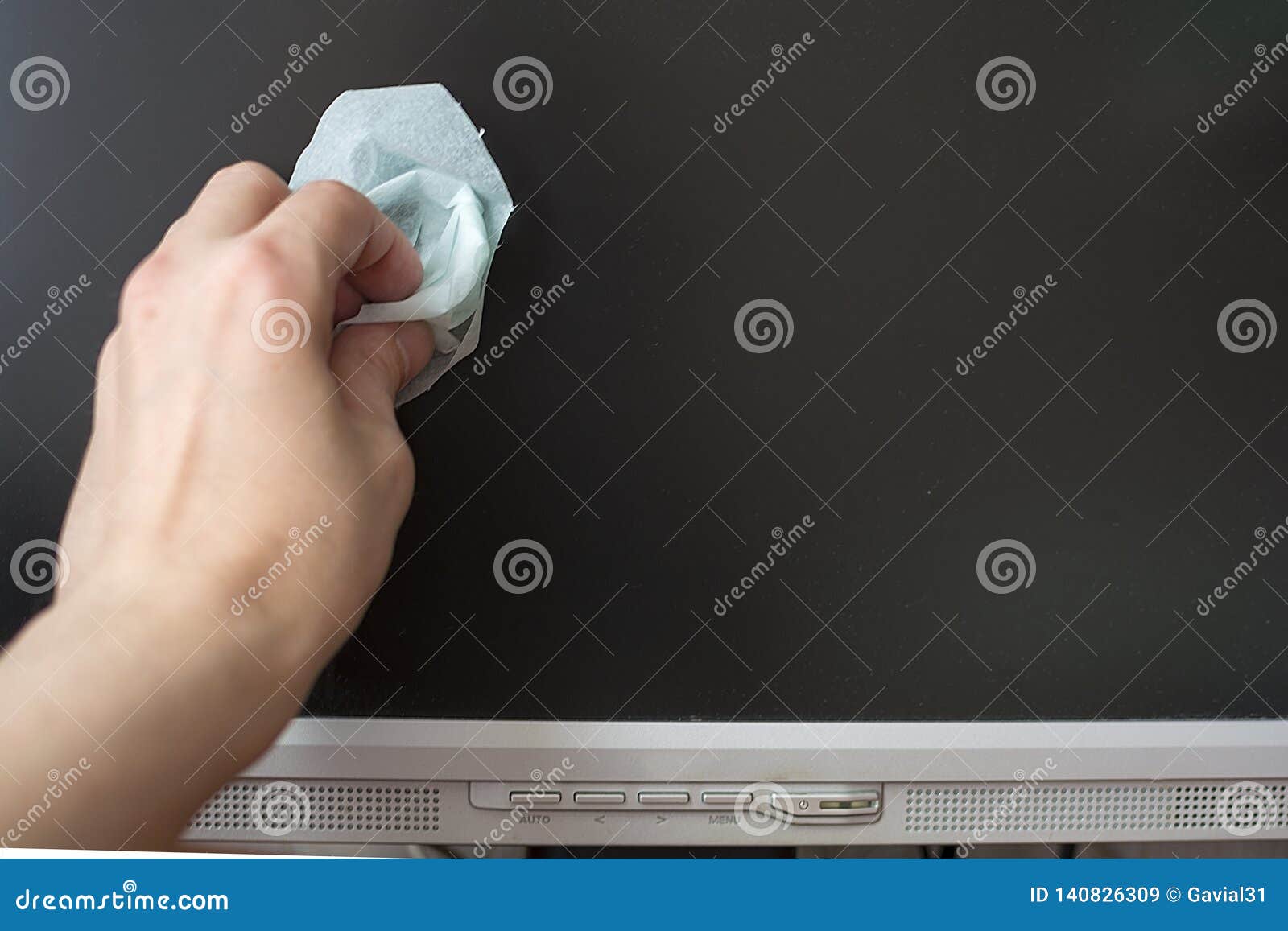 Hand with a Damp Cloth for LCD Monitors Wipes the Monitor. Stock Image -  Image of mild, cleanliness: 140826309