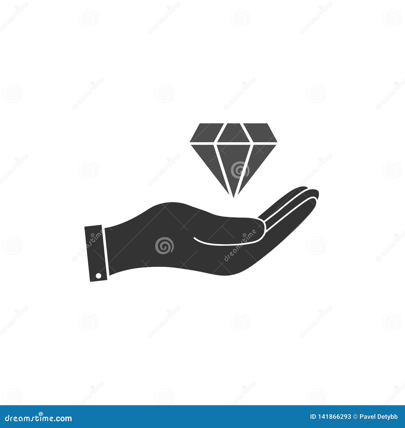 Hand and Diamond Icon. Vector Illustration, Flat Design Stock
