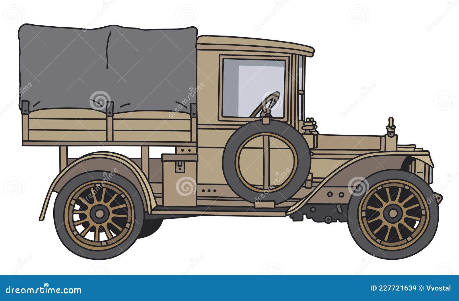the vintage sand military truck