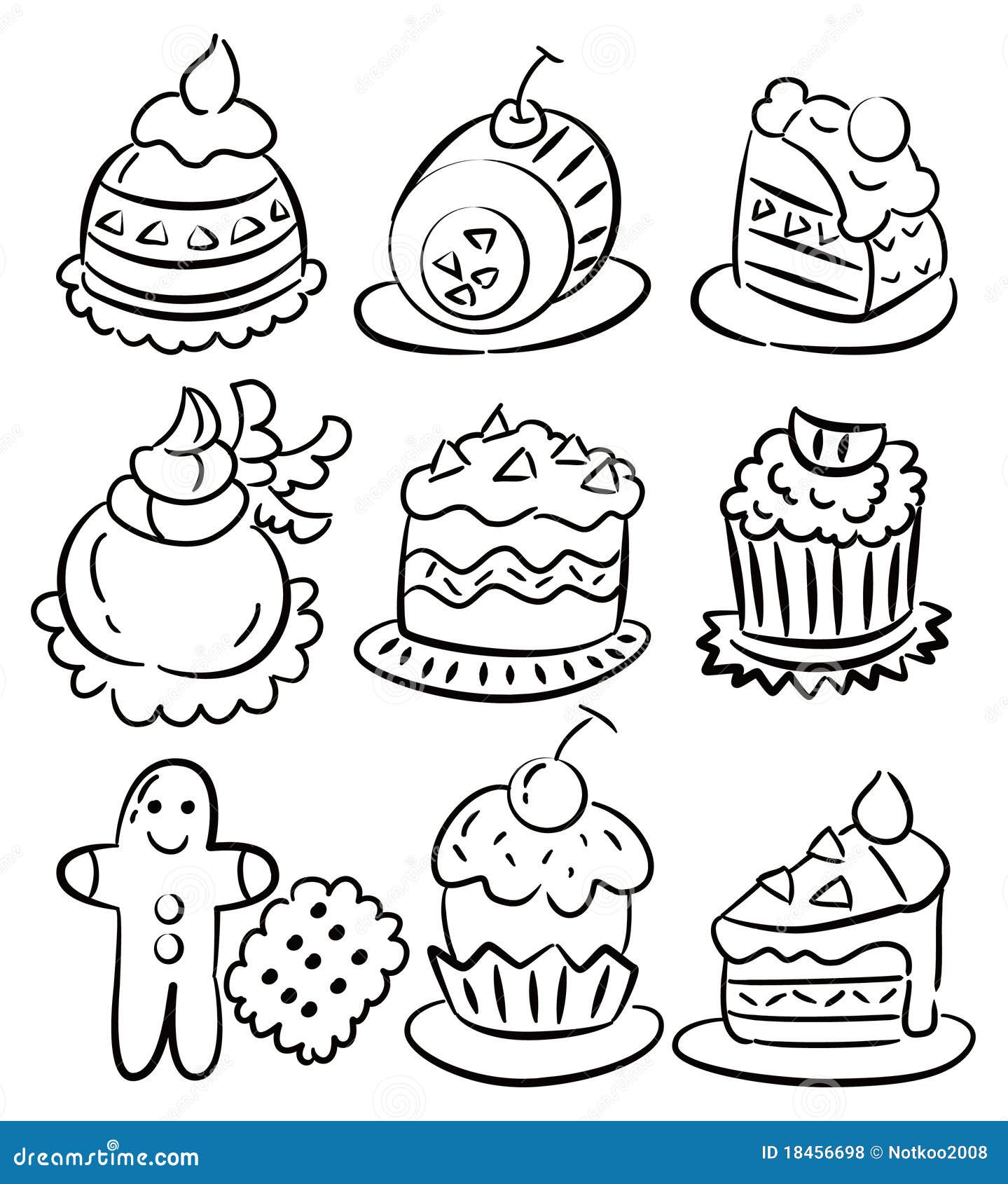 Hand Draw Cartoon Cake Icon Stock Vector - Illustration of food, cake:  18456698