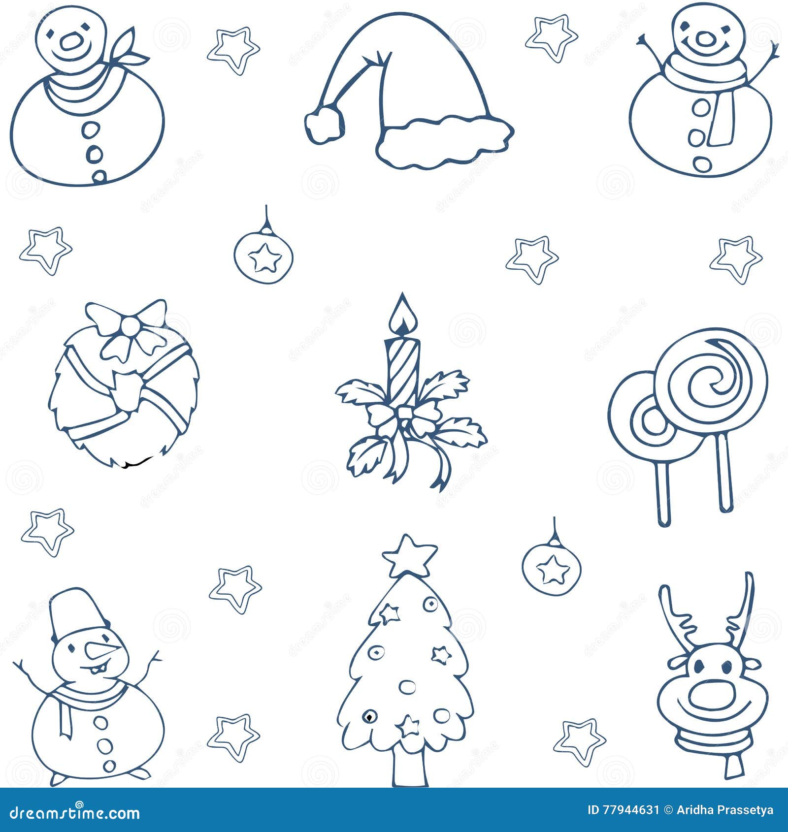 Hand Draw Christmas Collection Doodle Stock Vector - Illustration of ...