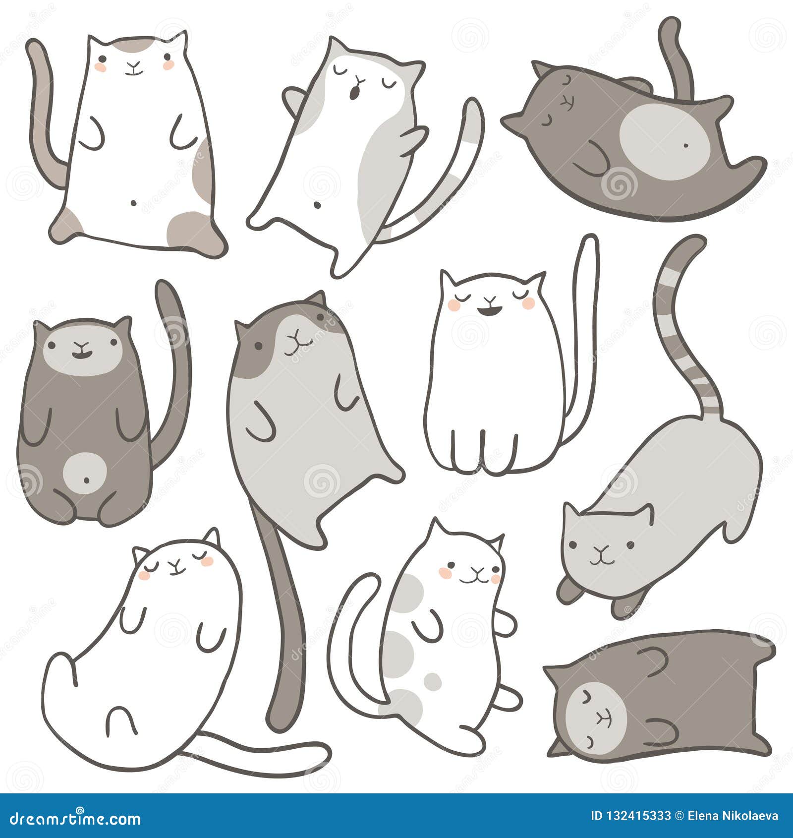 Hand Draw Colorful Funny Cats Stock Vector - Illustration of happy, element: 132415333 Hand Draw Colorful Funny Cats Stock Vector - Illustration of happy, element: 132415333