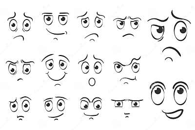 Hand Draw Emotions Scribble, Doodle Funny Faces. Stock Vector ...