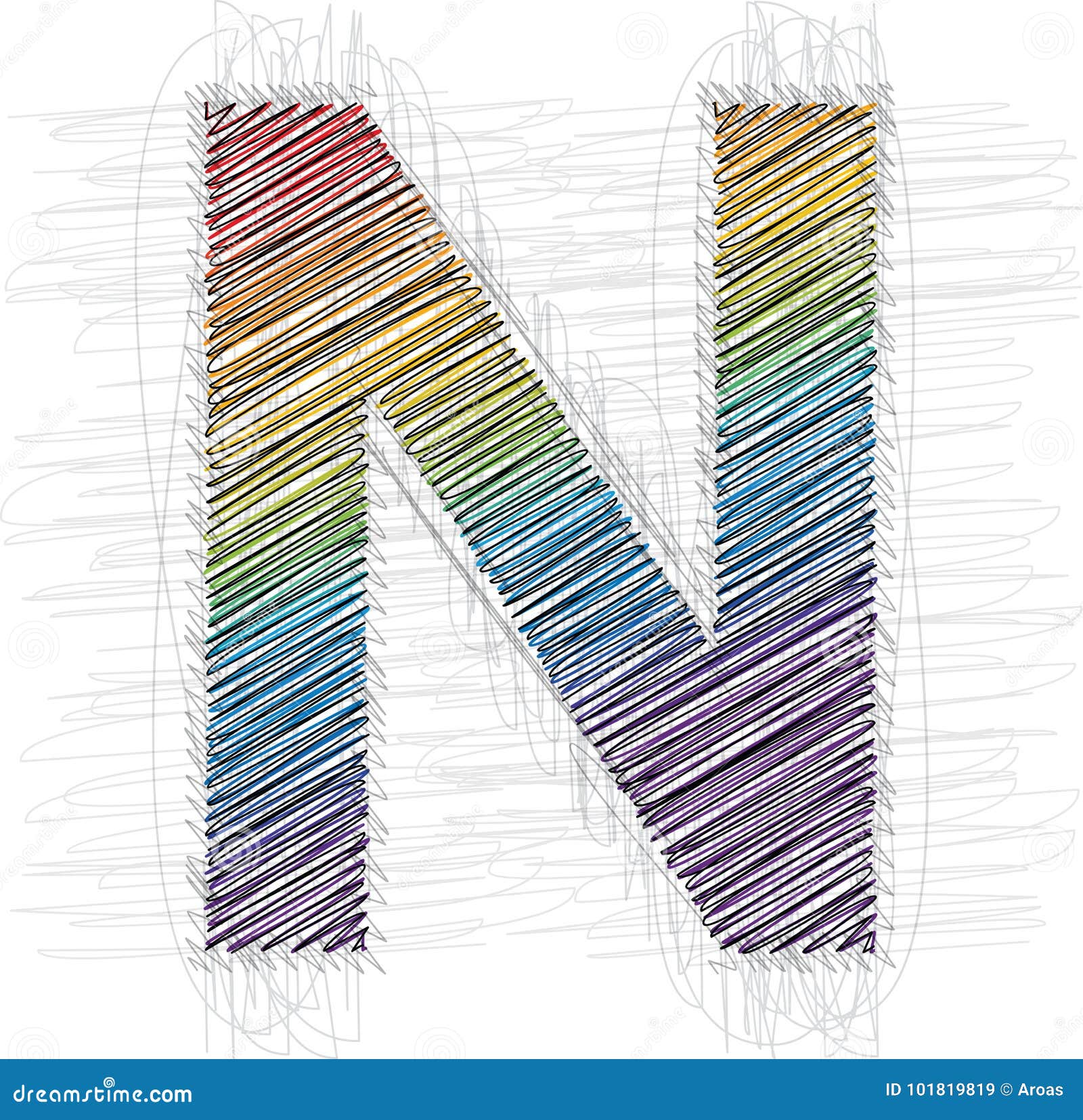 Hand draw font LETTER N stock vector. Illustration of drawing 101819819