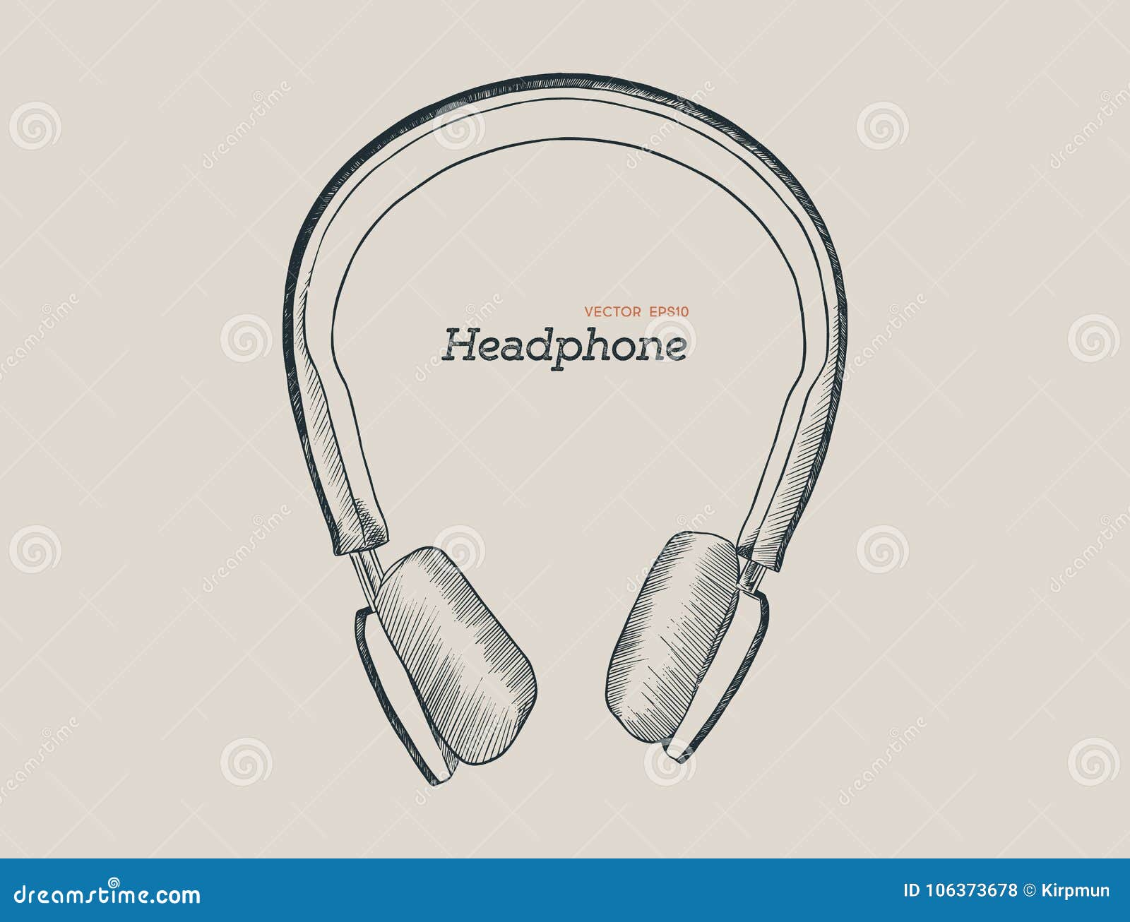 Hand Draw Headphone Sketch Vector. Stock Vector Illustration of