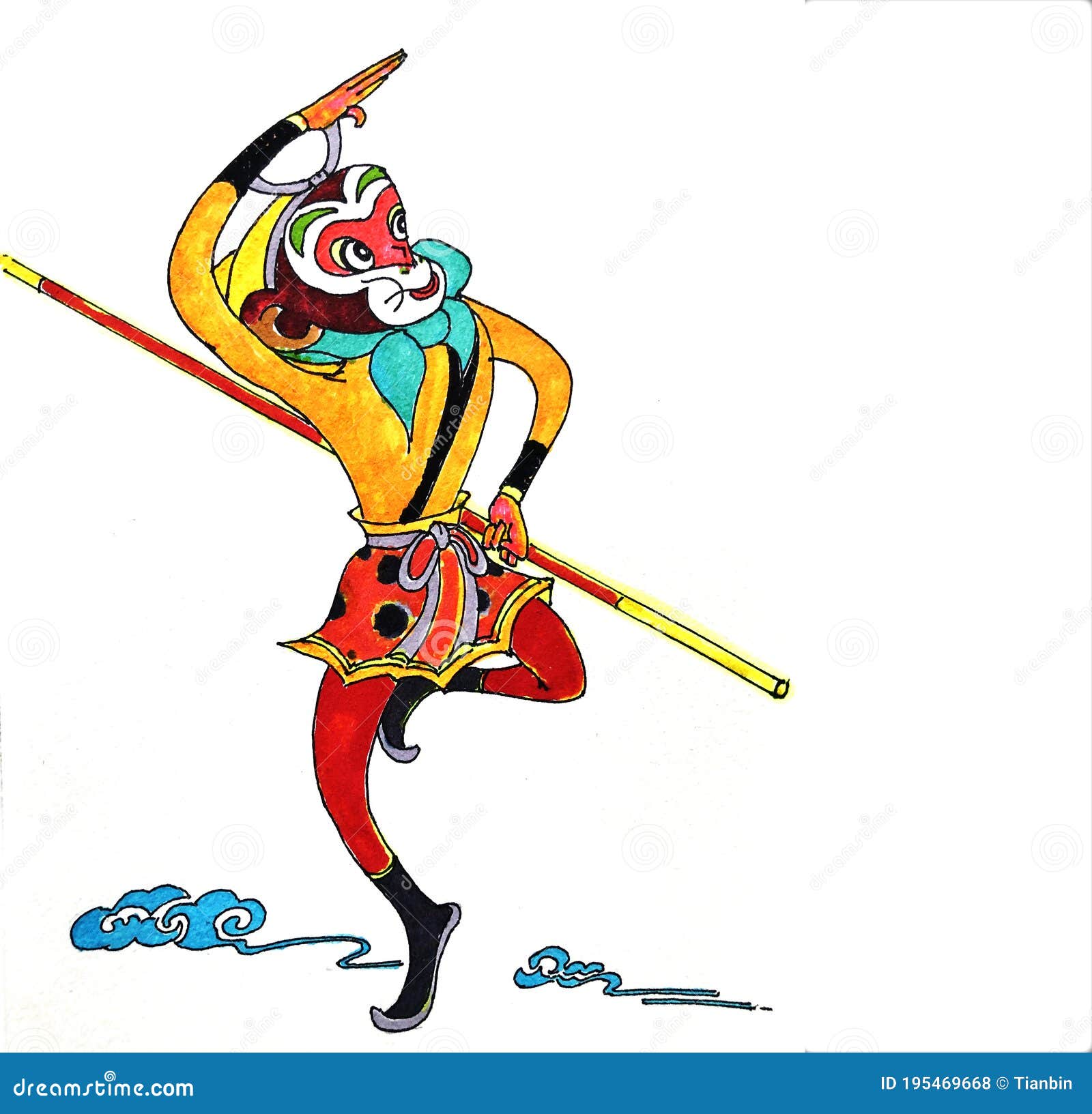 Hand Draw Illustration Of Monkey King Su Wu Kong Stock Illustration Illustration Of Chinese Xiaodong