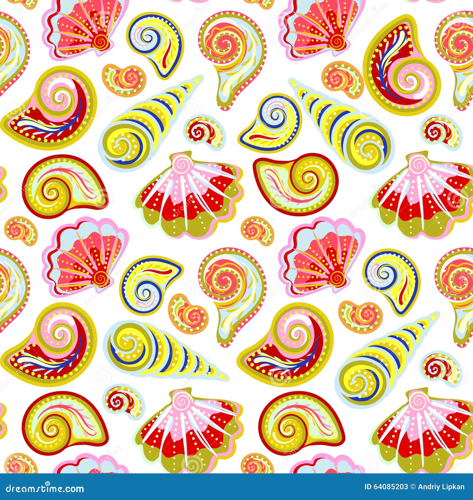 hand draw sea shells pattern. seamless texture with hand painted oceanic life objects.
