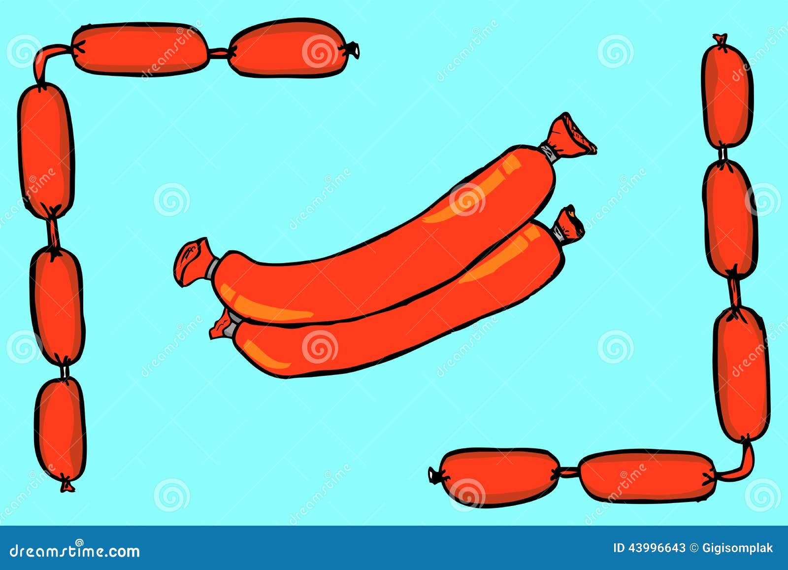 Hand Draw Sketch Border, Sausage Stock Vector Illustration of cartoon
