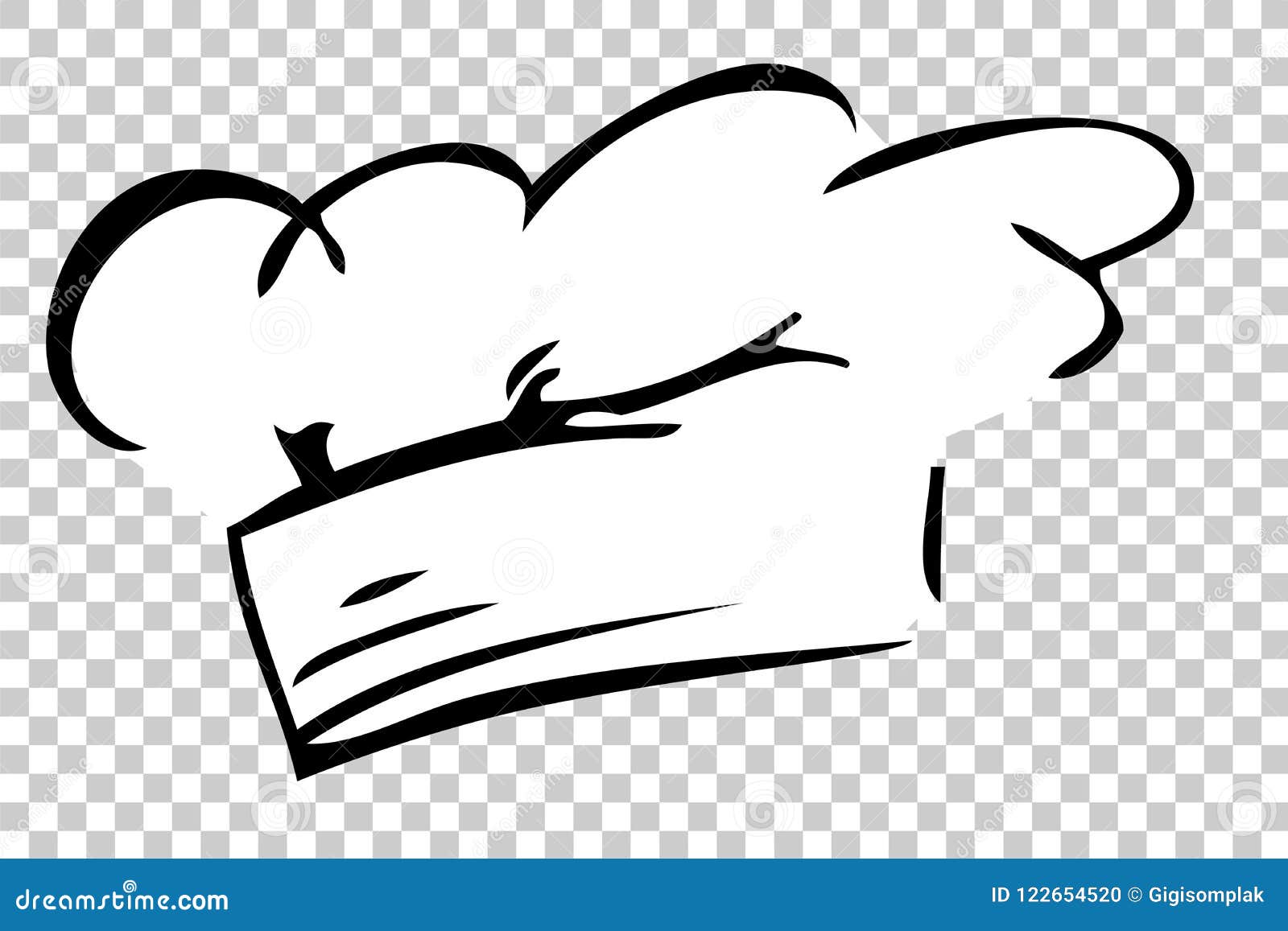 Hand Draw Sketch Of Chef Hat At Transparent Effect