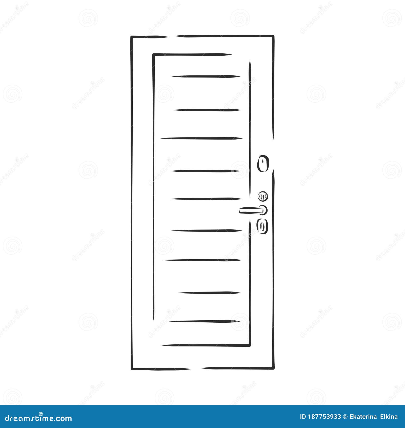 Hand Draw Sketch of Doors. Door, Vector Sketch Illustration Stock