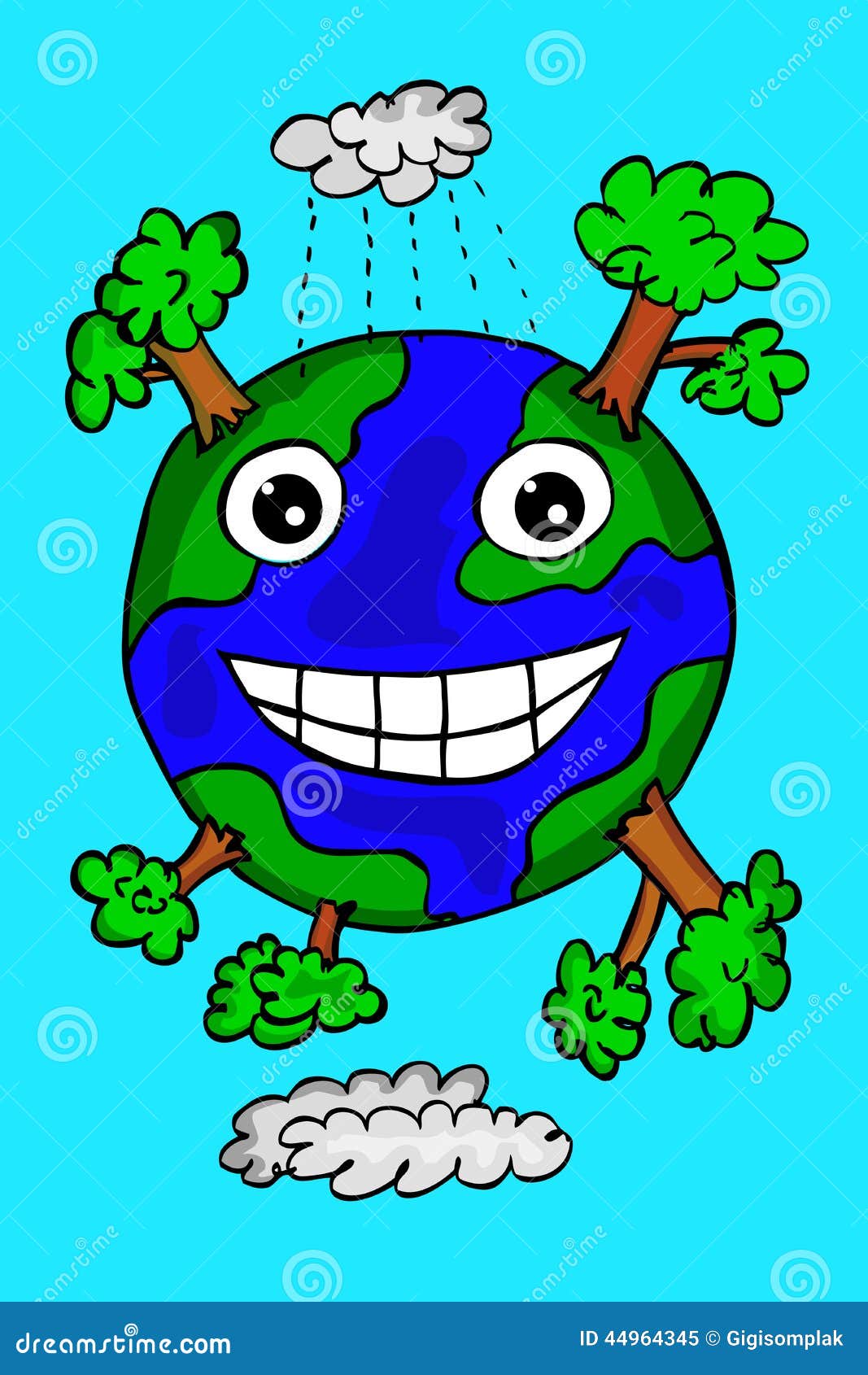 Hand Draw Sketch Of Happy Earth Stock Vector - Image: 44964345