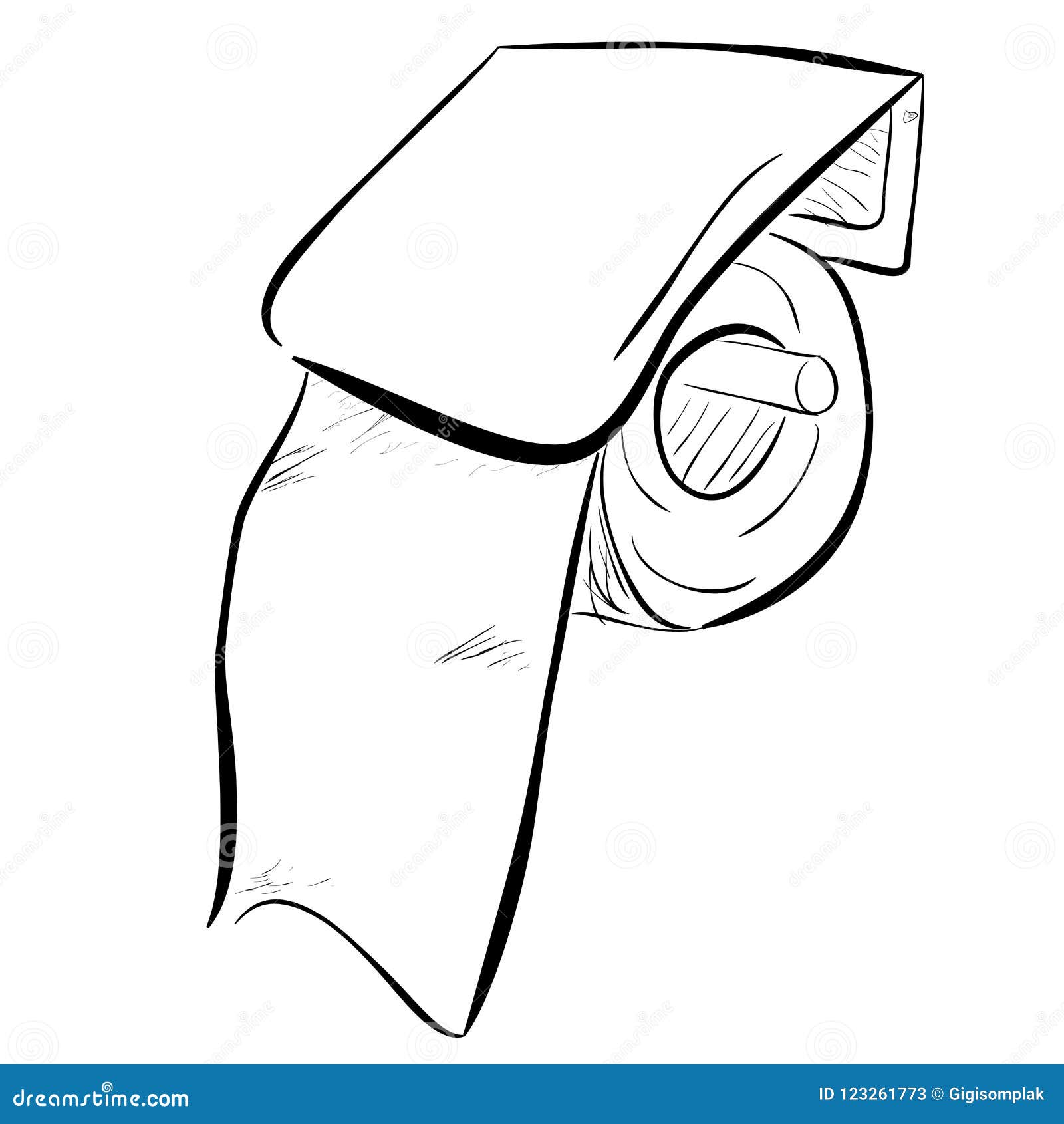 Hand Draw Sketch Of Roll Toilet Tissue Paper Stock Vector