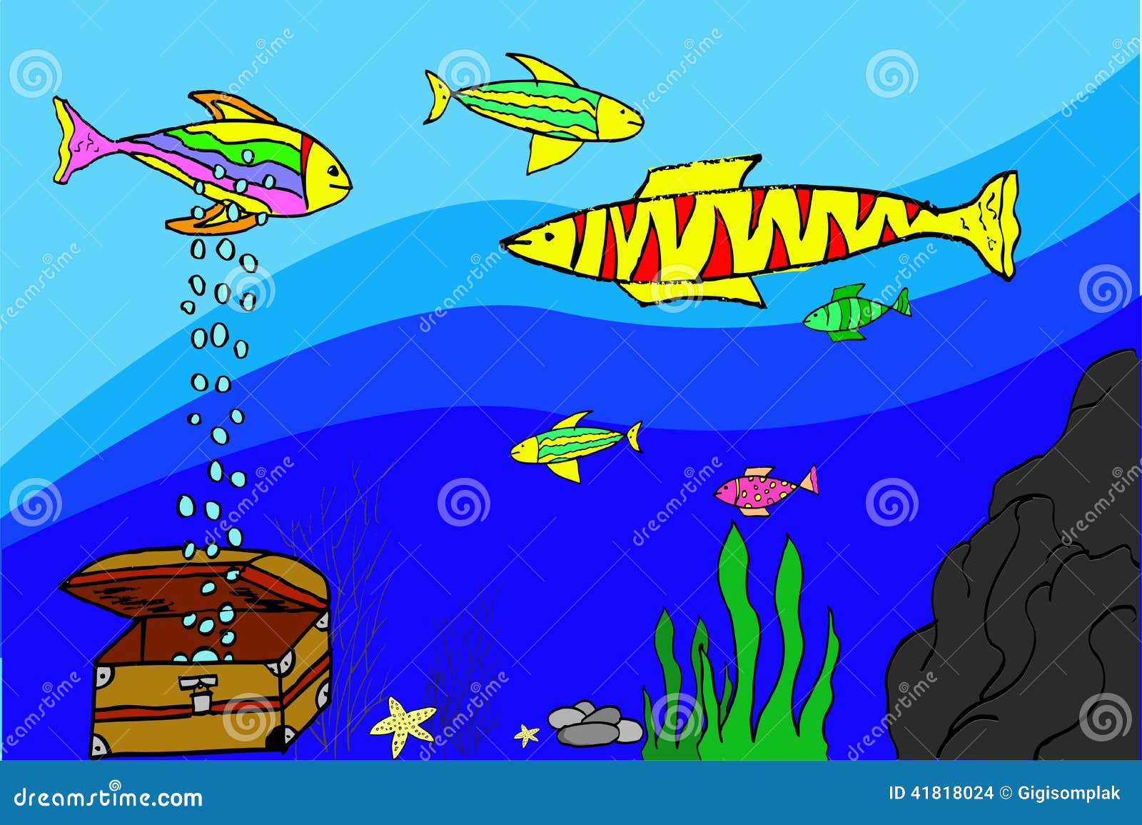 Hand Draw Sketch, Various Fish at Aquarium Stock Vector - Illustration of  animal, caribbean: 41818024