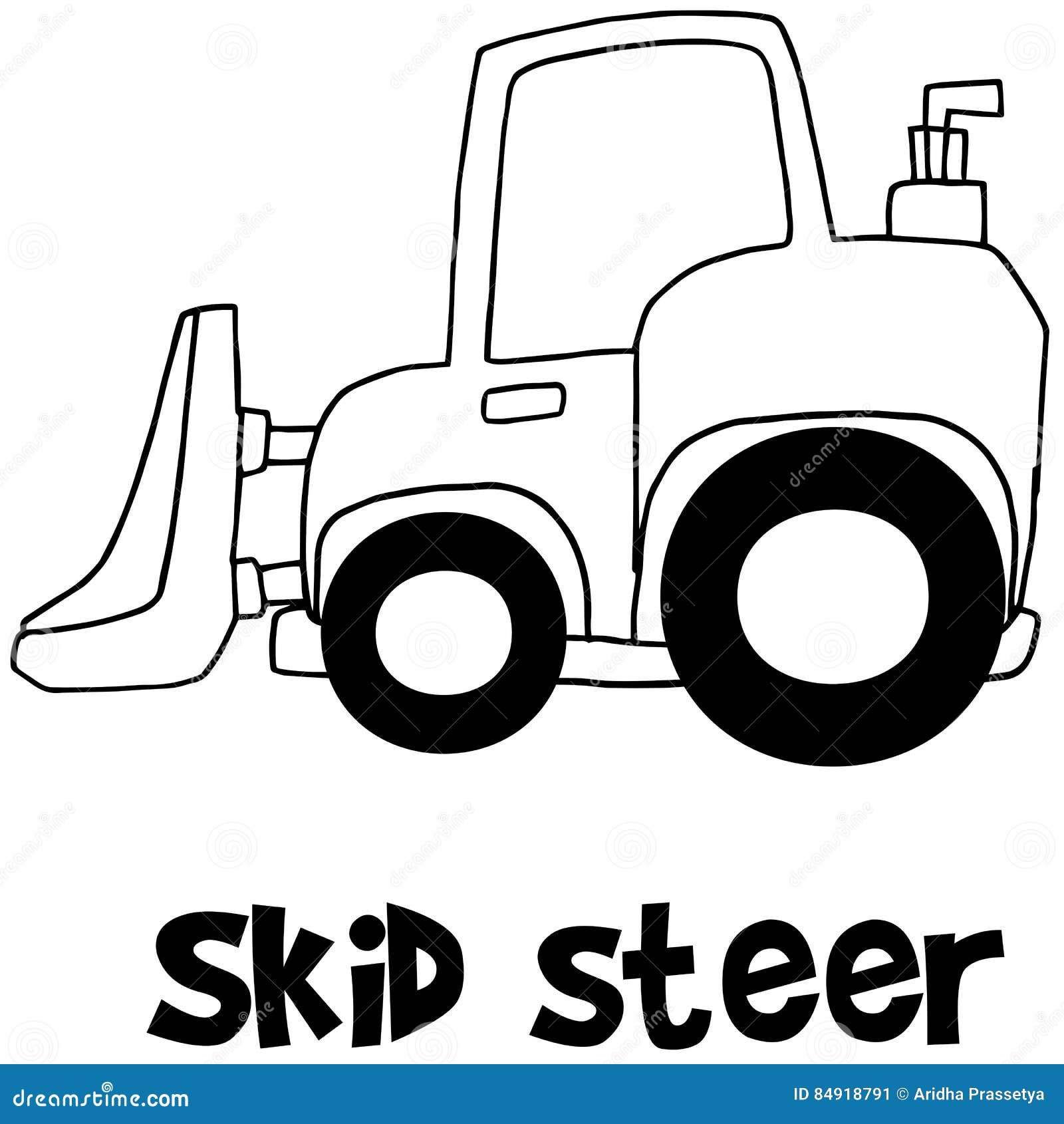 Hand Draw Of Skid Steer Cartoon Vector 84918791
