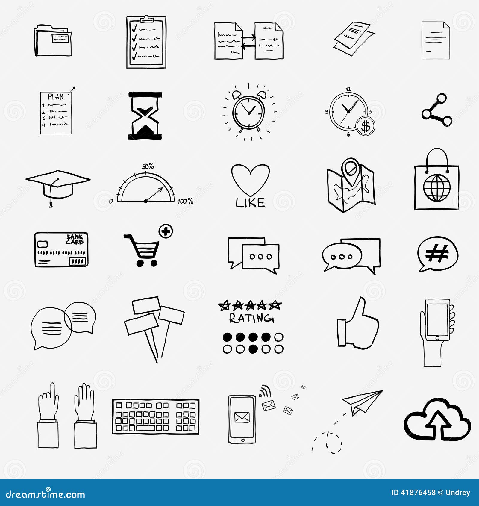 Hand Draw Social Media Sign and Symbol Doodles Stock Vector ...