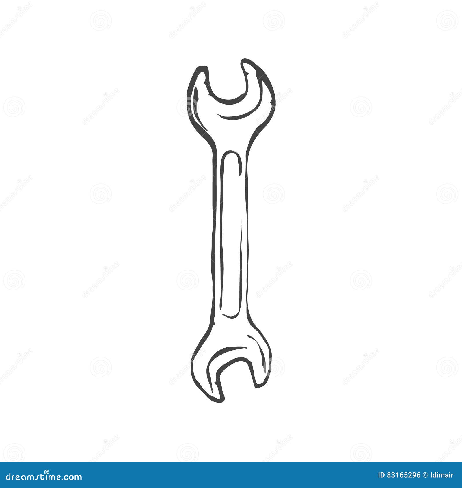 Hand Draw Wrench Isolated on White Vector Stock Vector Illustration of crane, line 83165296