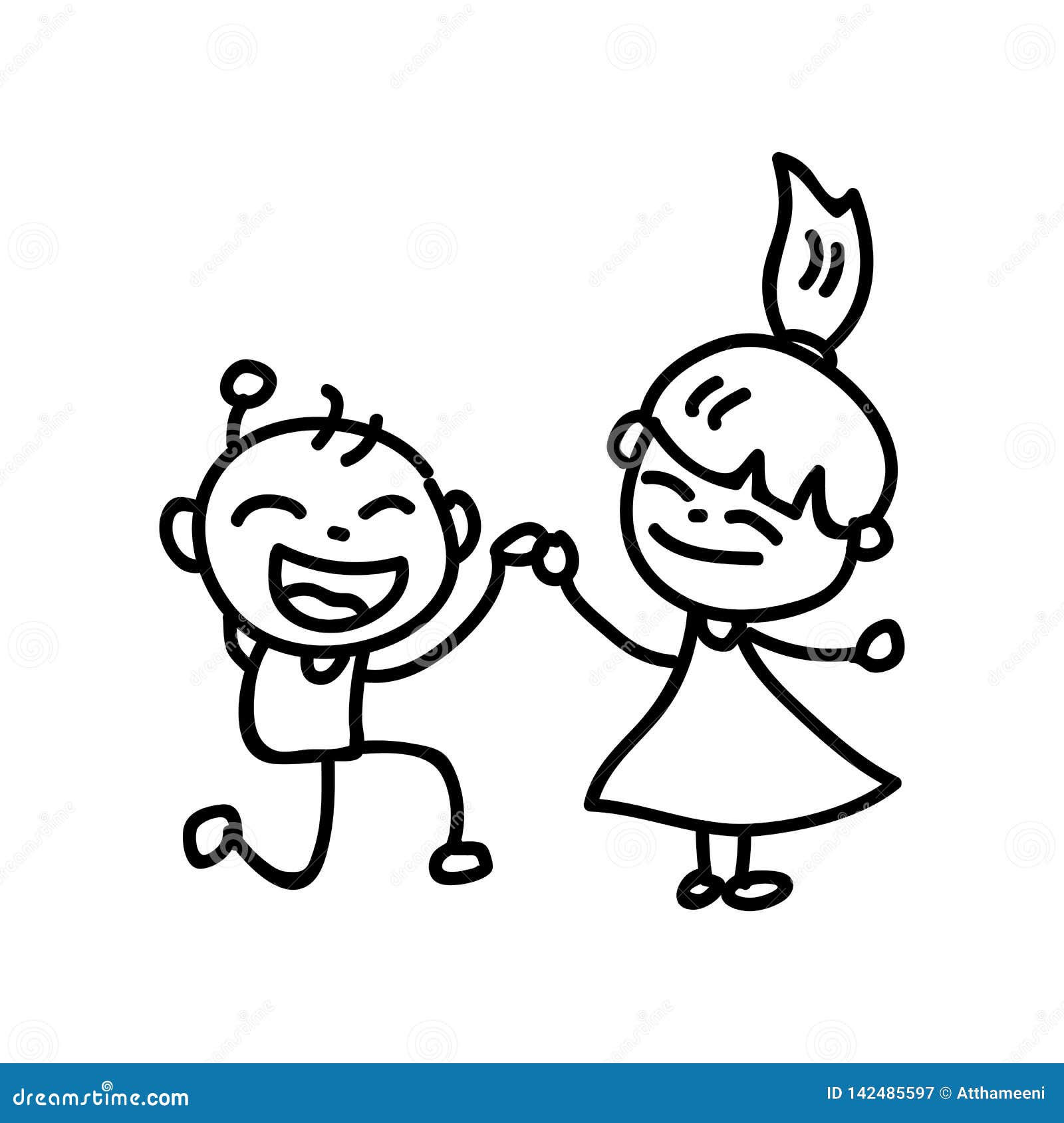 Hand Drawing Abstract Cartoon Happy People Family Happiness Concept Stock  Illustration - Illustration of character, cartoon: 142485597
