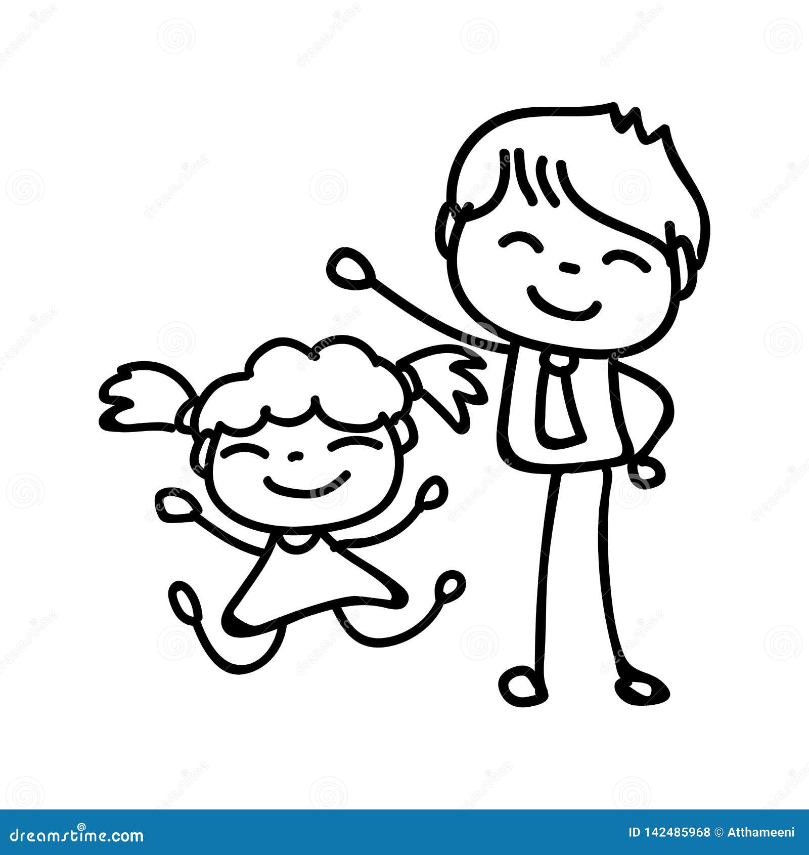 Hand Drawing Abstract Cartoon Happy People Family Happiness Concept Stock  Illustration - Illustration of family, happiness: 142485968