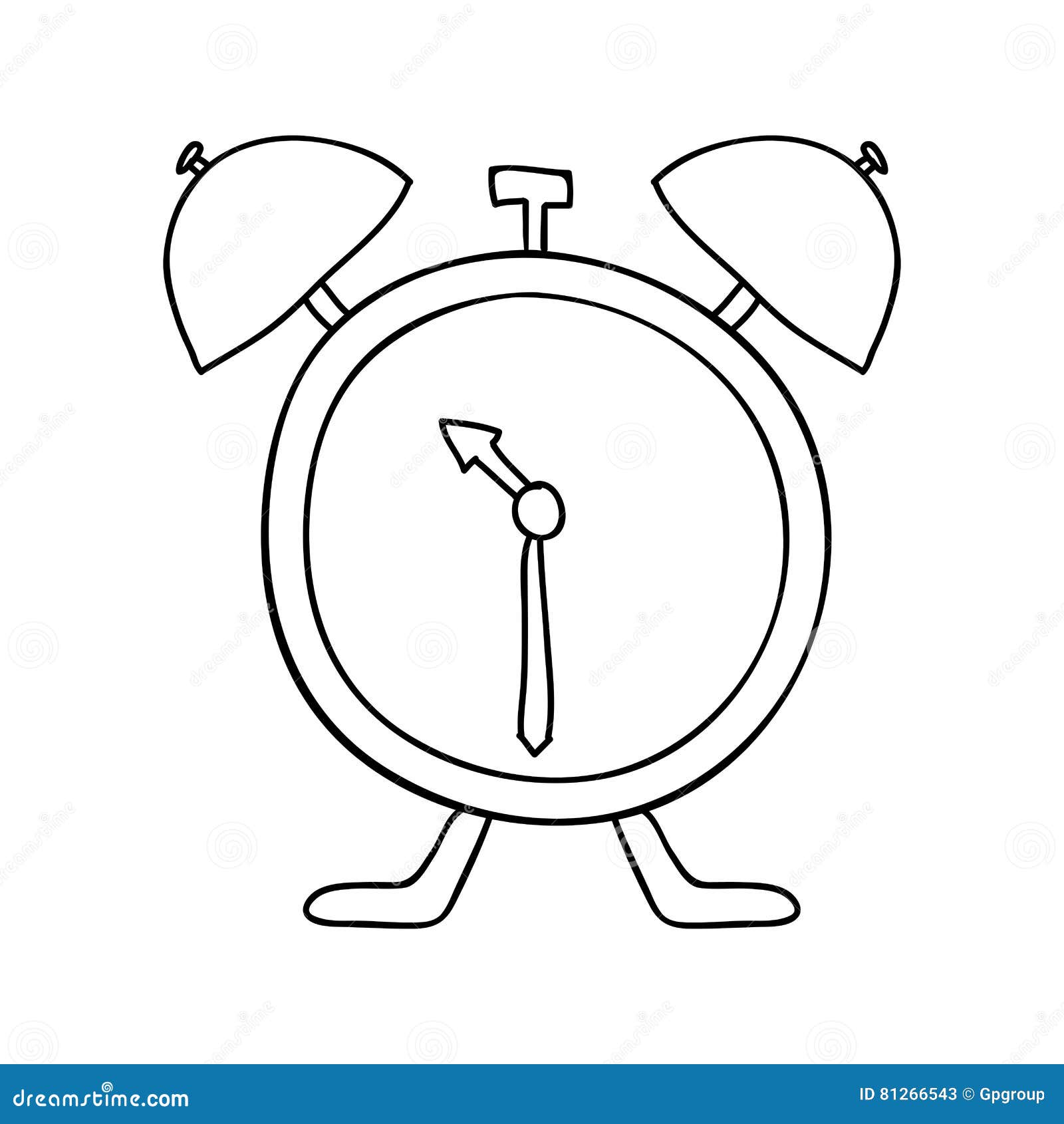 Hand Drawing with Antique Alarm Clock Stock Vector Illustration of