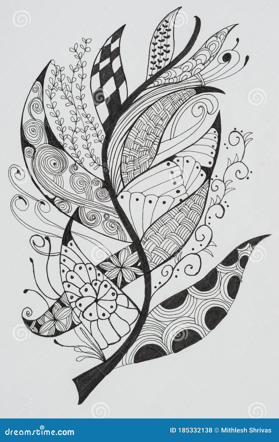 Hand Drawing Artistic Abstract Art for Adult Coloring Pages in