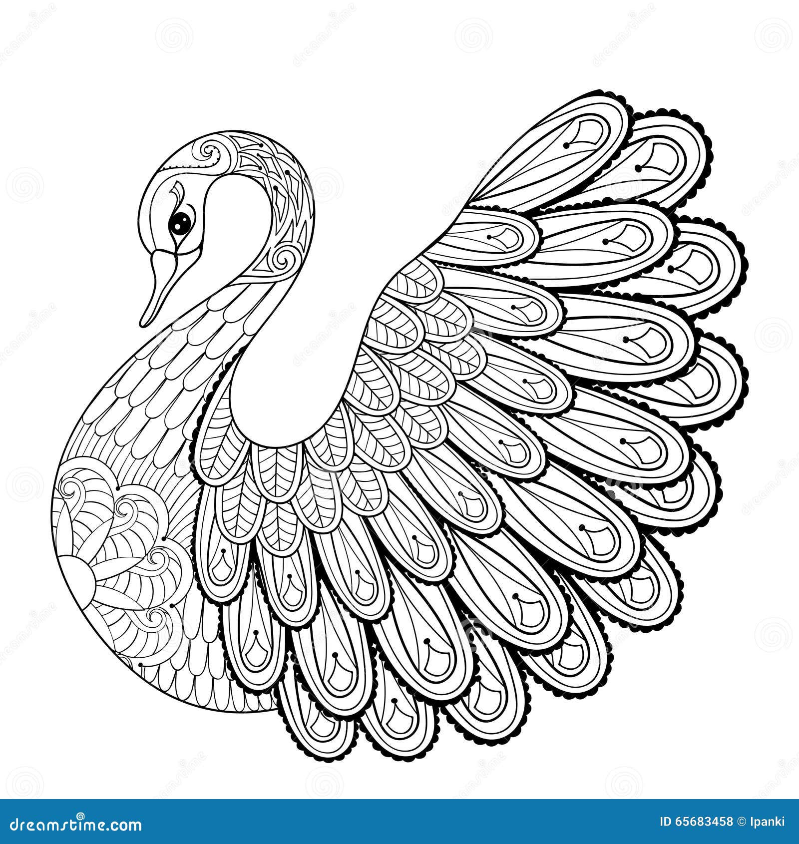 Hand Drawing Artistic Swan for Adult Coloring Pages in Doodle ...