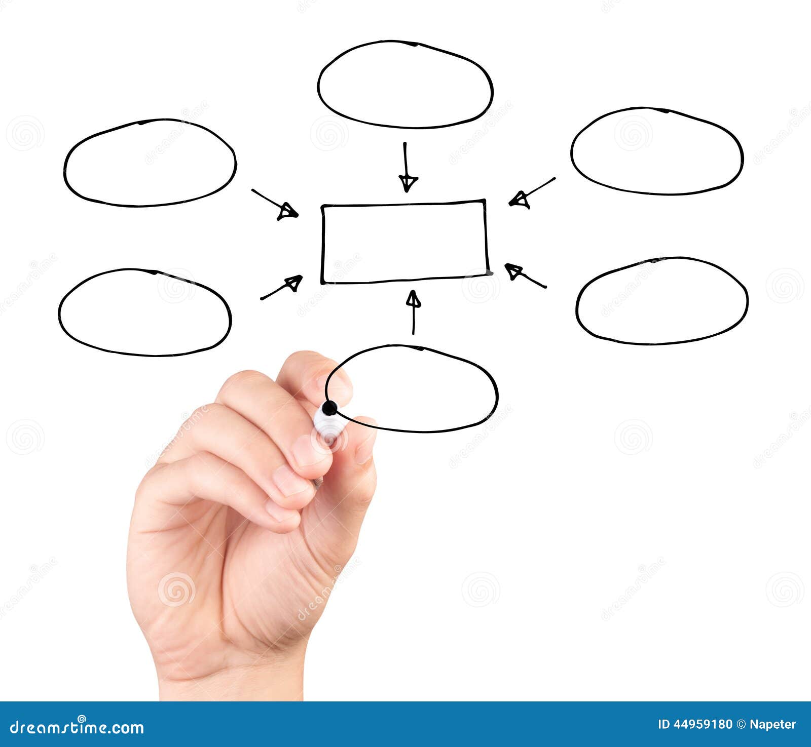 Hand Drawing a Blank Diagram Isolated on White Background Stock Photo