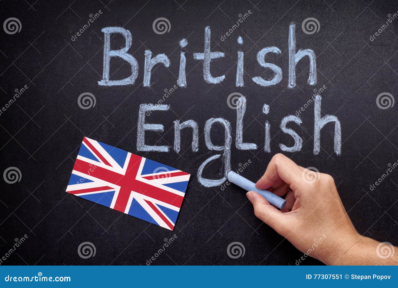 Hand Drawing British English on Blackboard Stock Image Image of hand