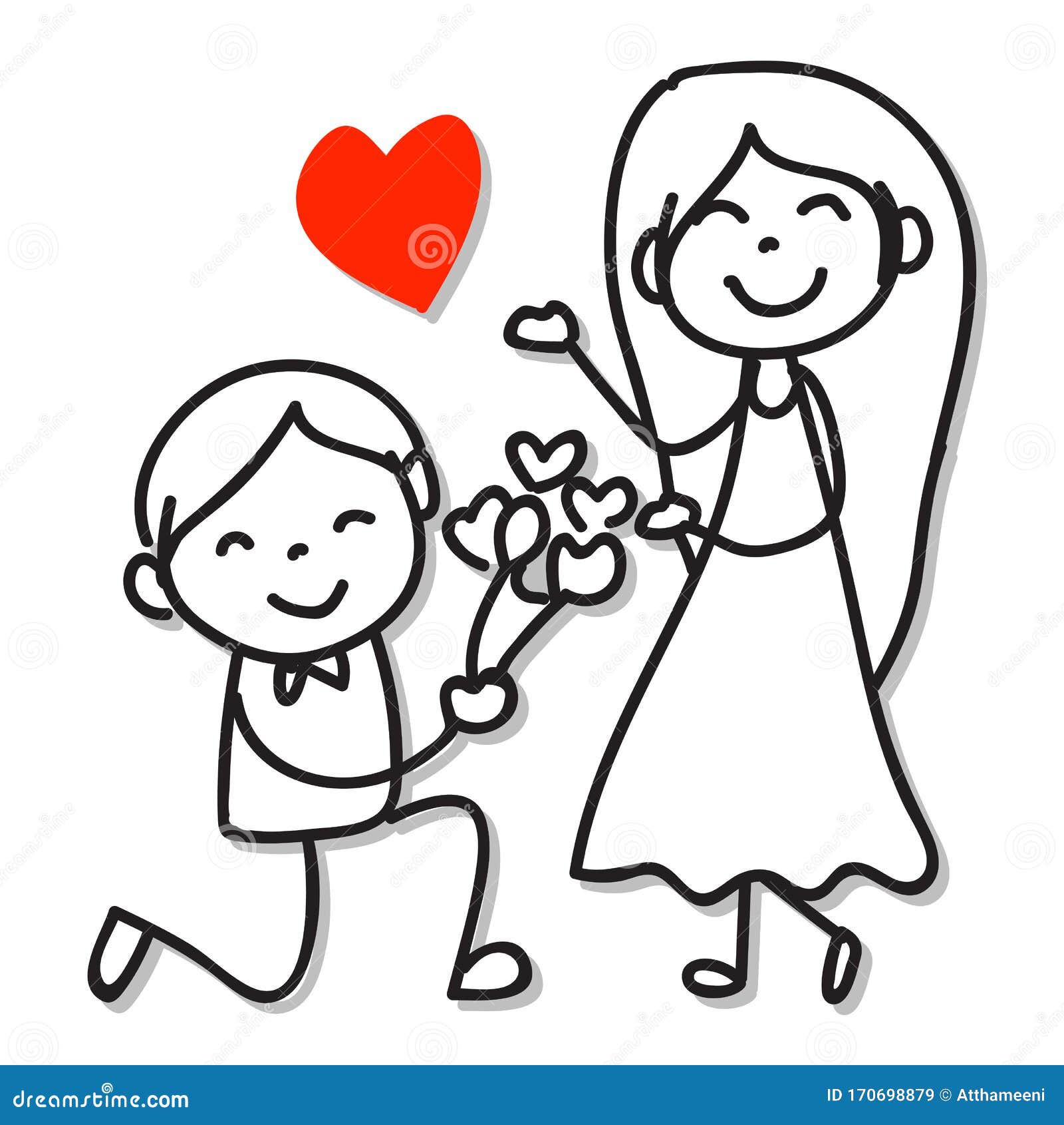 Hand Drawing Cartoon Character Couple in Love Wedding Party for Valentine  Day Celebration Stock Vector - Illustration of card, people: 170698879